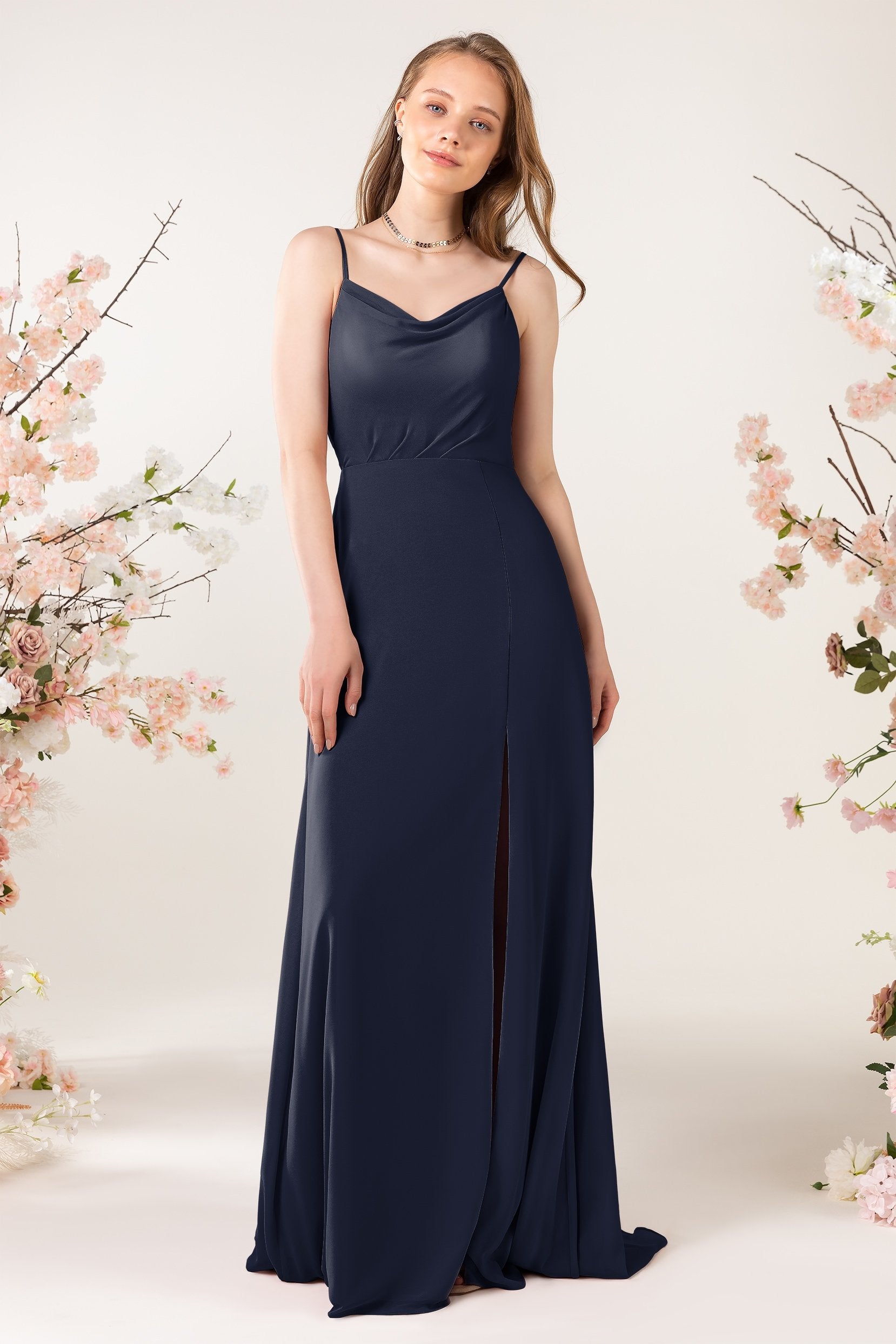 Sheath Sweep-Brush Train Chiffon Bridesmaid Dress CB0457