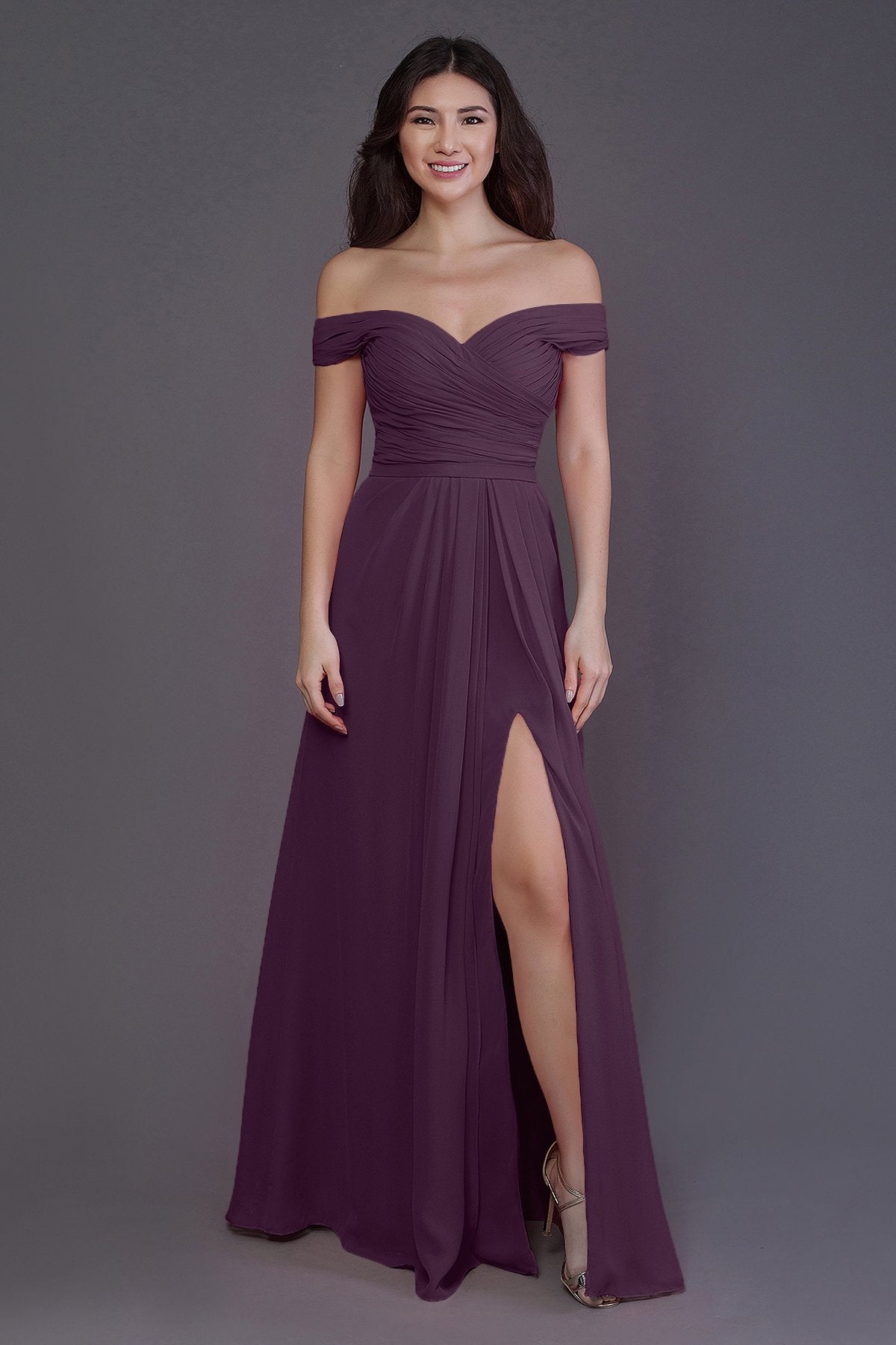 Sheath-Column Floor Length Chiffon Bridesmaid Dress PR3536
