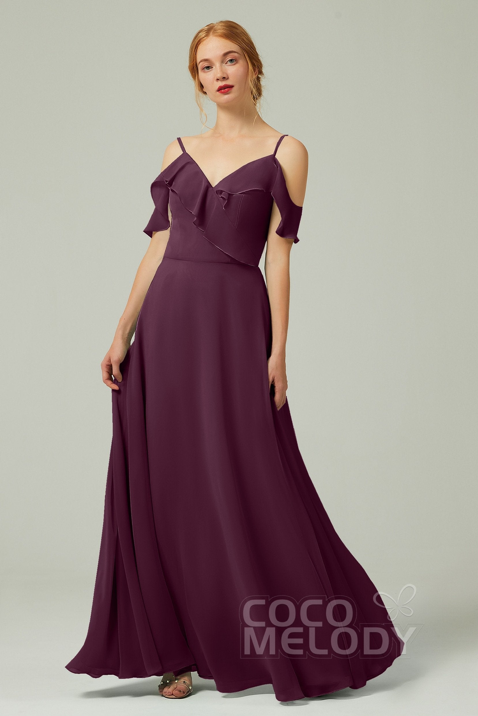 A-Line Floor Length Chiffon Bridesmaid Dress CB0326