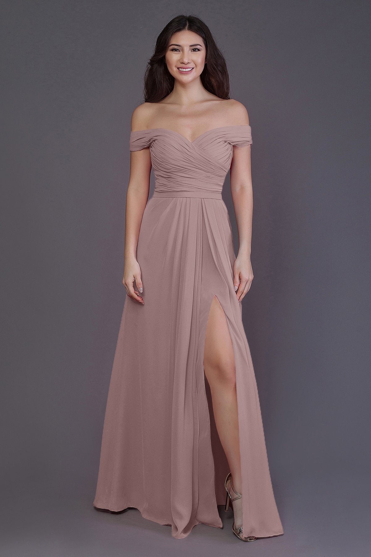 Sheath-Column Floor Length Chiffon Bridesmaid Dress PR3536