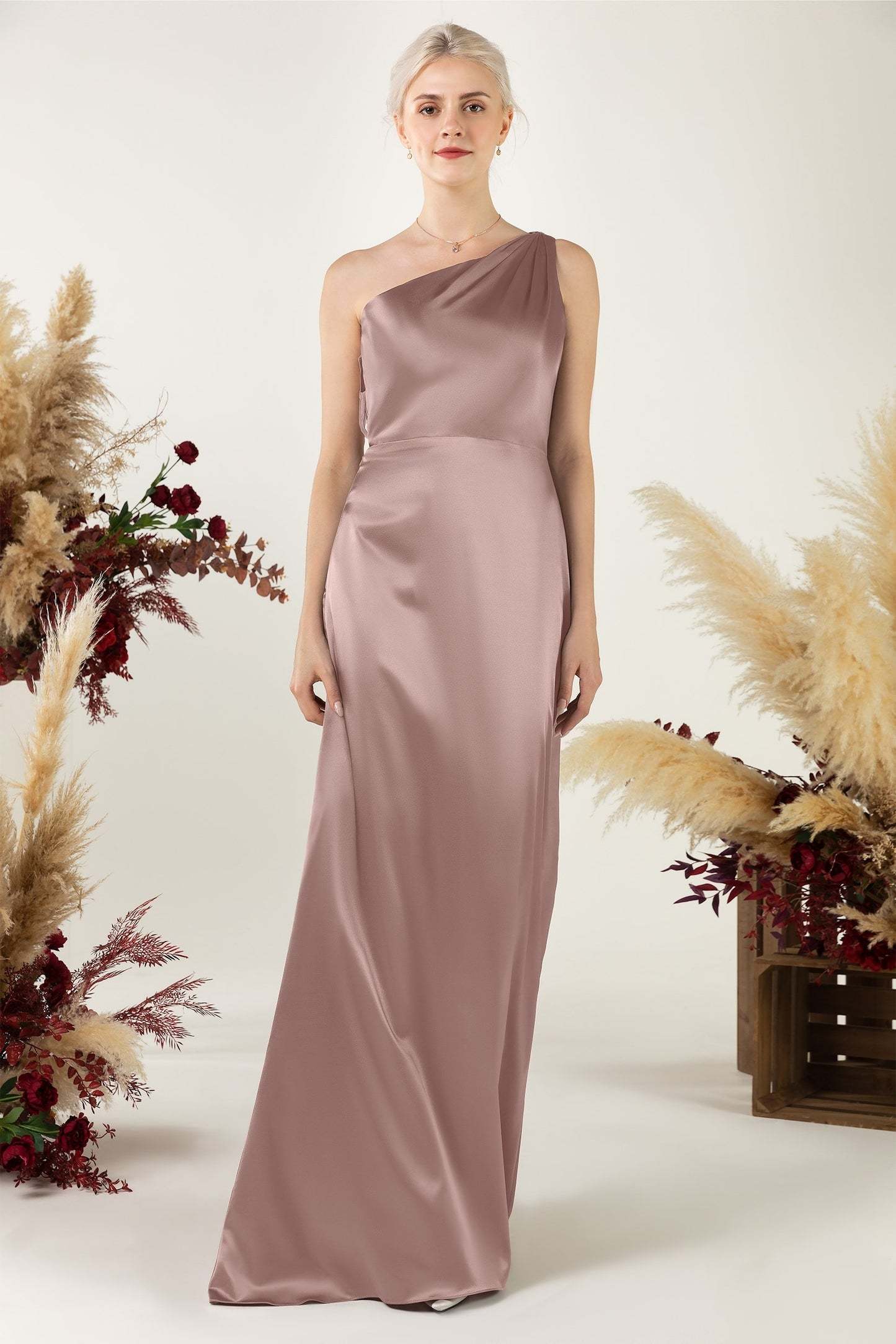 Sheath Sweep Acetate Satin Bridesmaid Dress Formal Dresses CB0503
