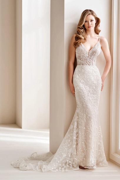 Stunning Fit and Flare Sweetheart Lace Applique Wedding Dress #E1010