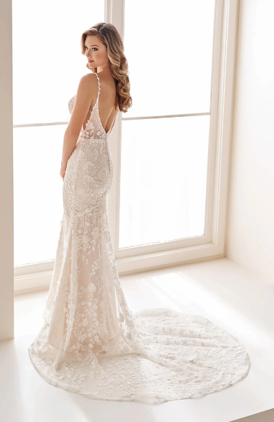 Stunning Fit and Flare Sweetheart Lace Applique Wedding Dress #E1010