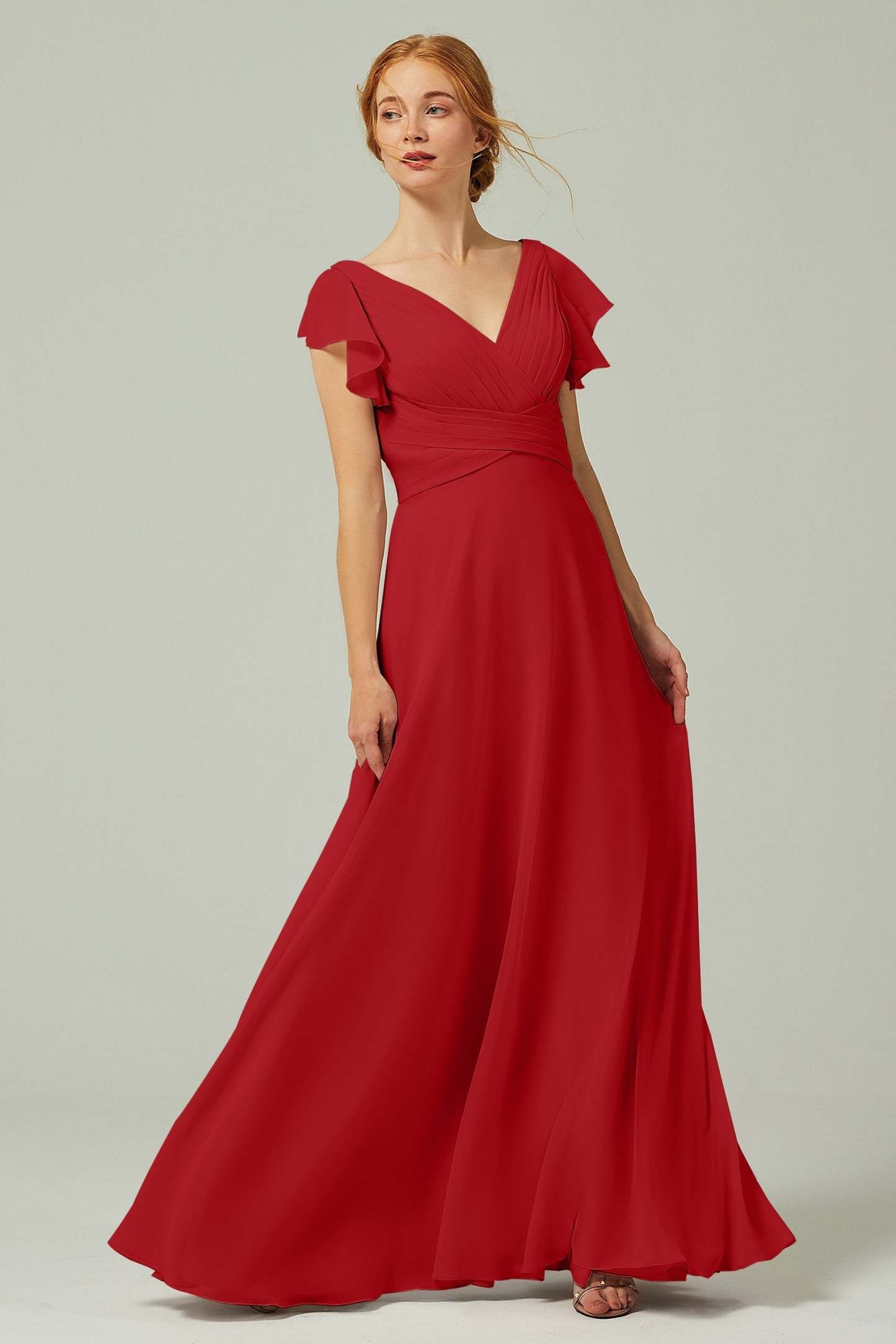 A-Line Floor Length Chiffon Bridesmaid Dress CB0302