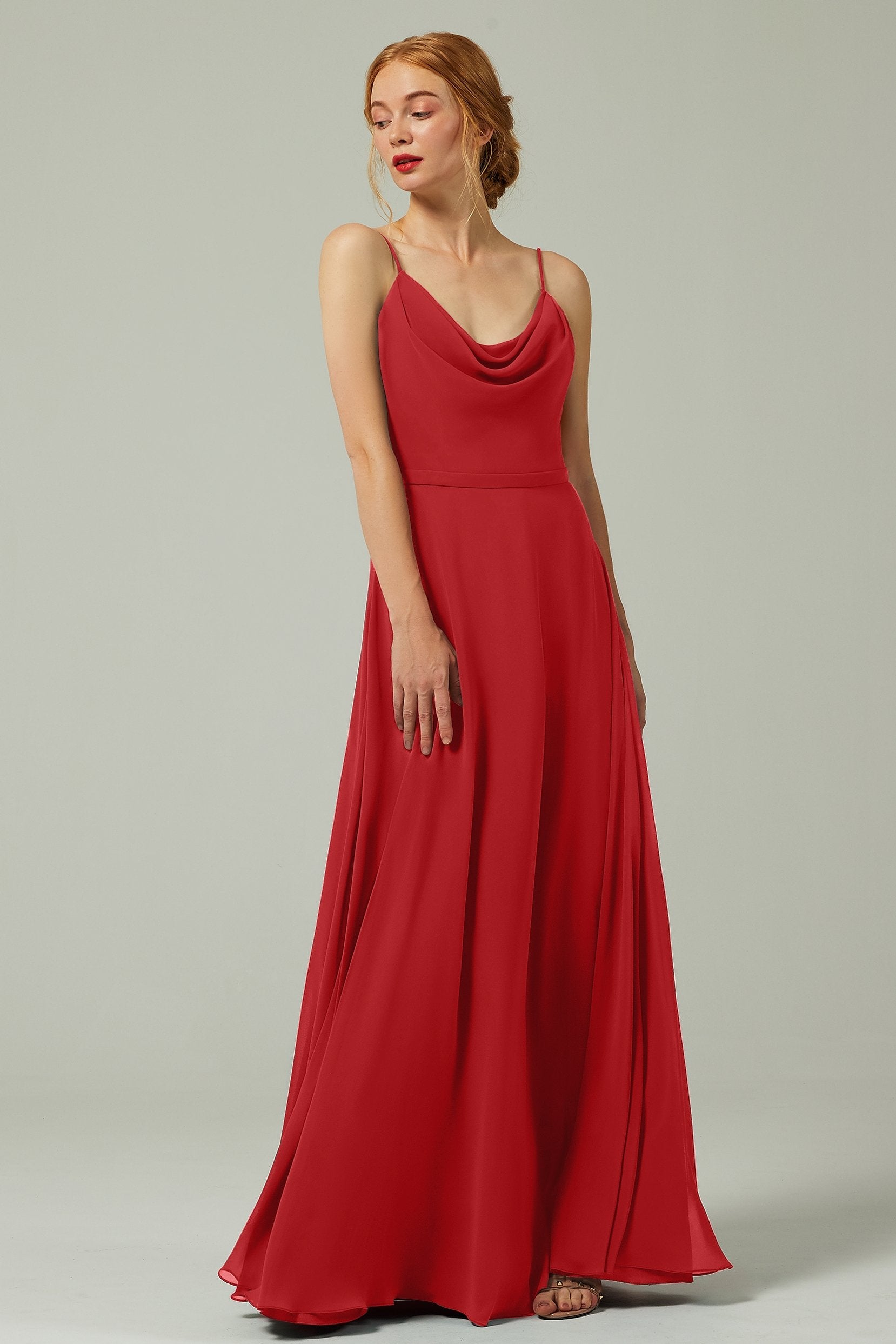 Sheath-Column Floor Length Chiffon Bridesmaid Dress Formal Dresses CB0