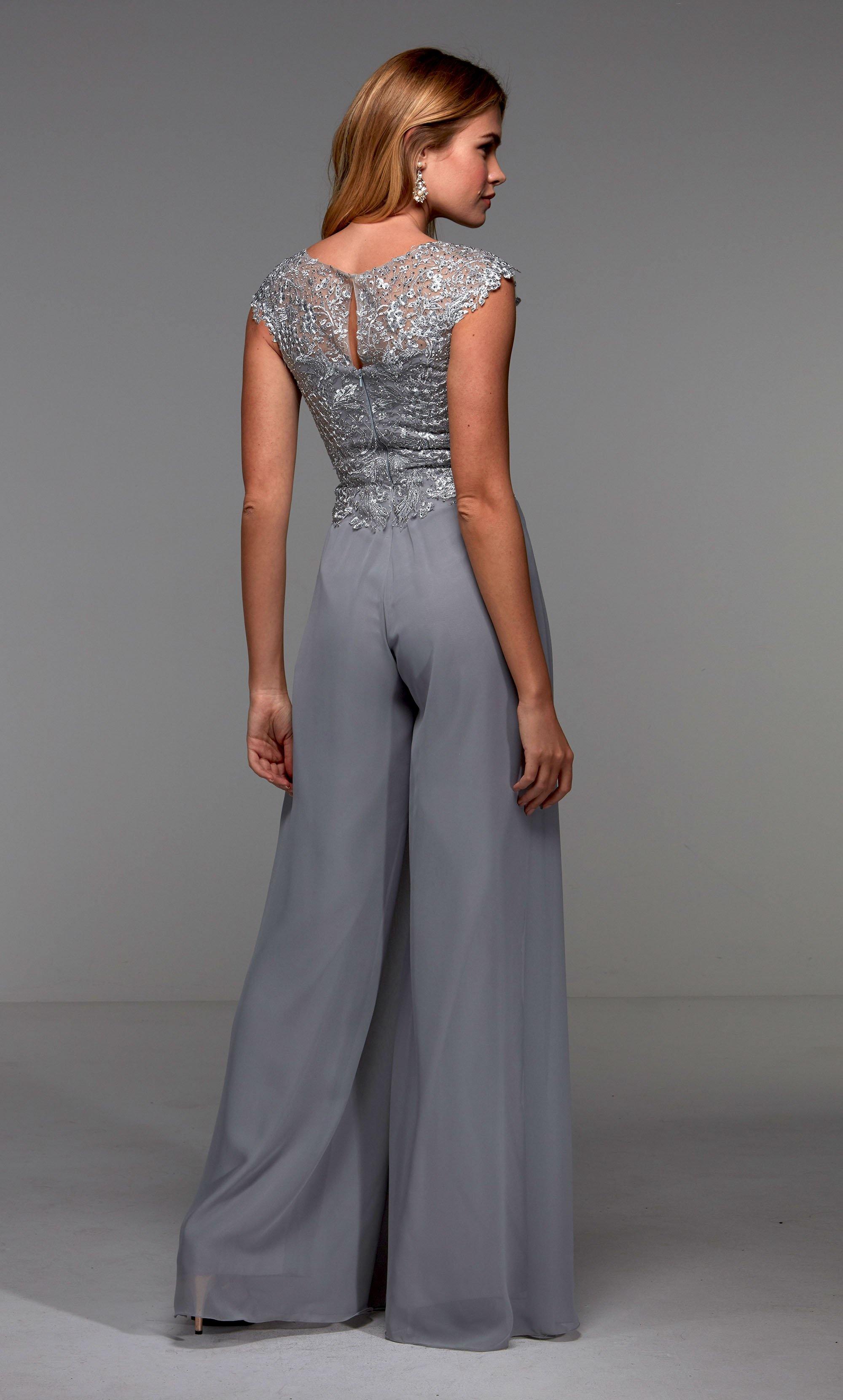Long Formal llusion Neckline Chiffon Jumpsuit #27488