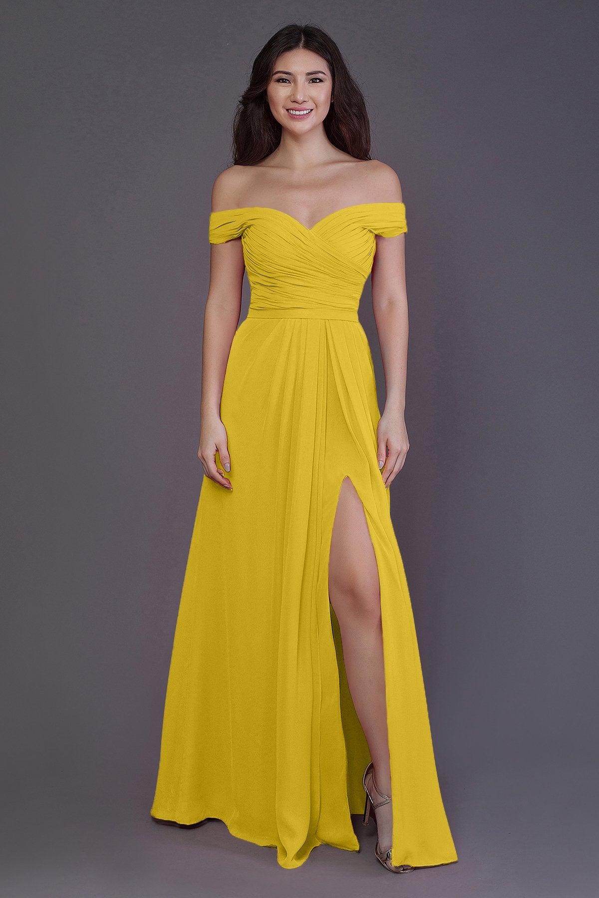 Sheath-Column Floor Length Chiffon Bridesmaid Dress PR3536