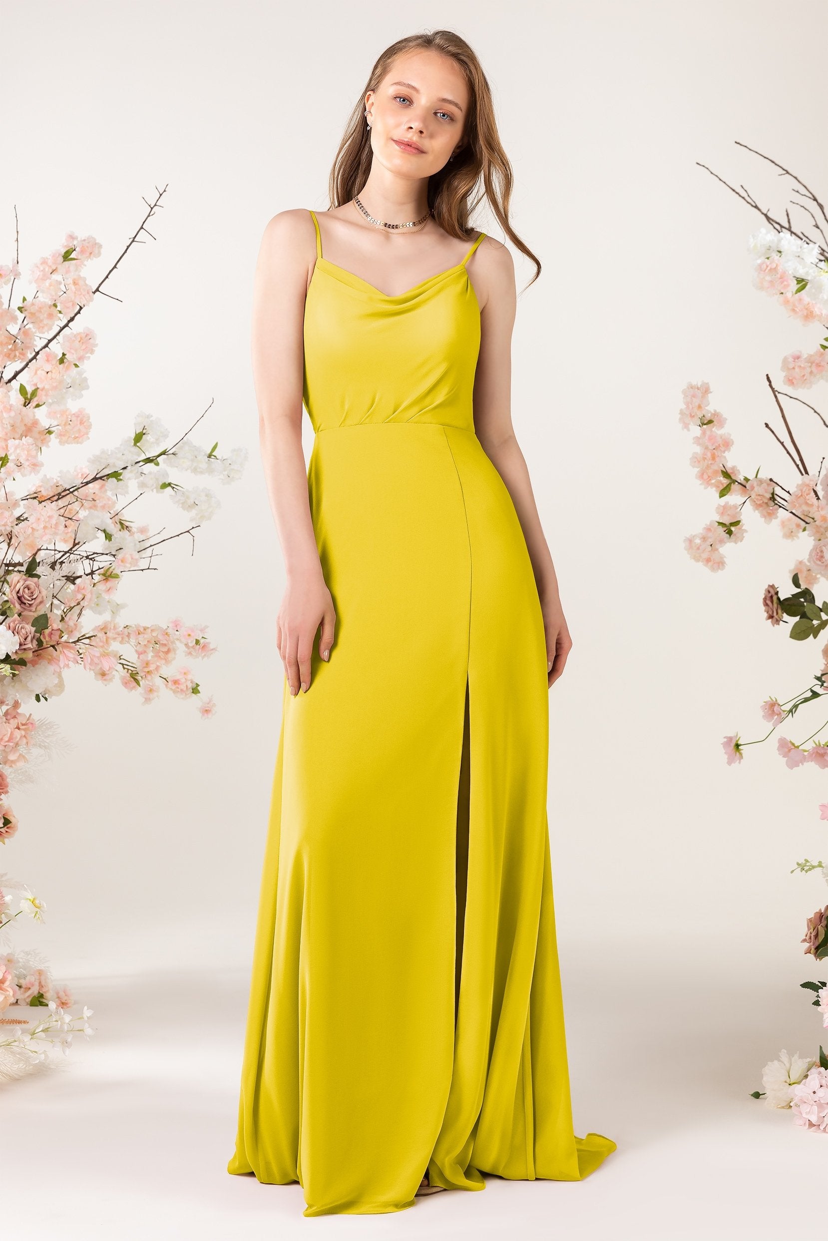 Sheath Sweep-Brush Train Chiffon Bridesmaid Dress CB0457
