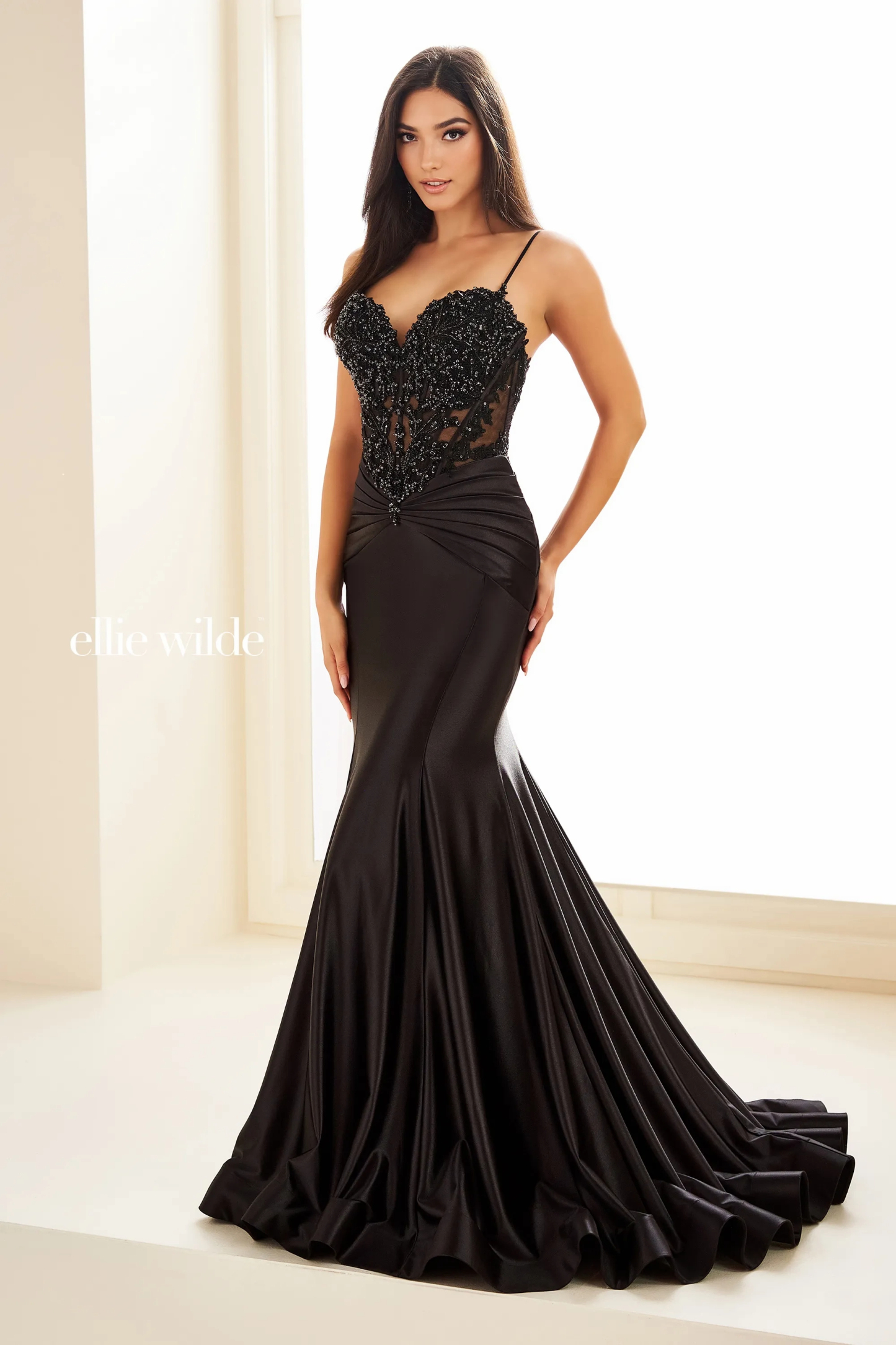 Mermaid Sweetheart Corset Bodice Dropped Stone Accents Prom Dress