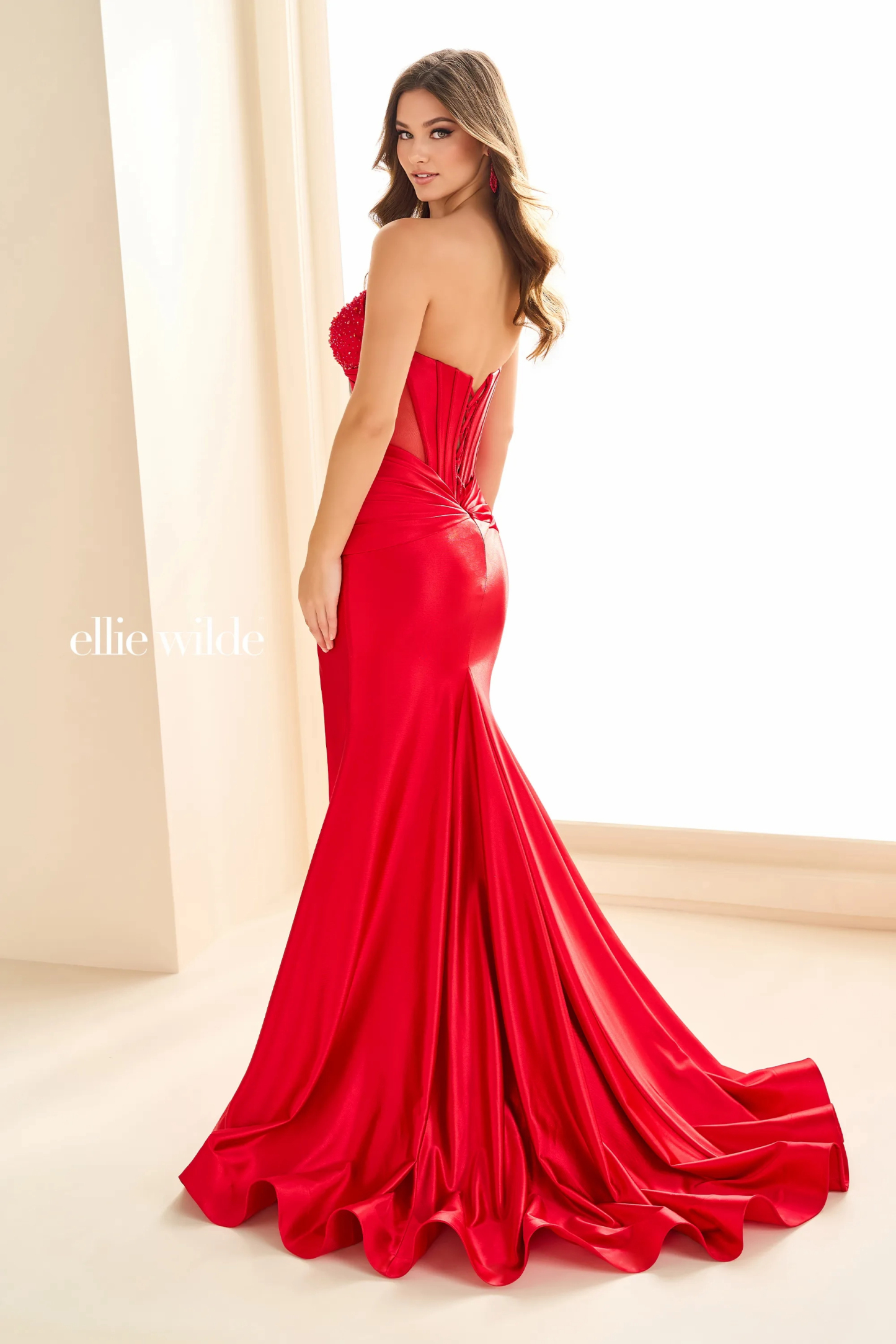 Mermaid Sweetheart Strapless Beading Stone Accents Slit Prom Dress ﻿#EW36009
