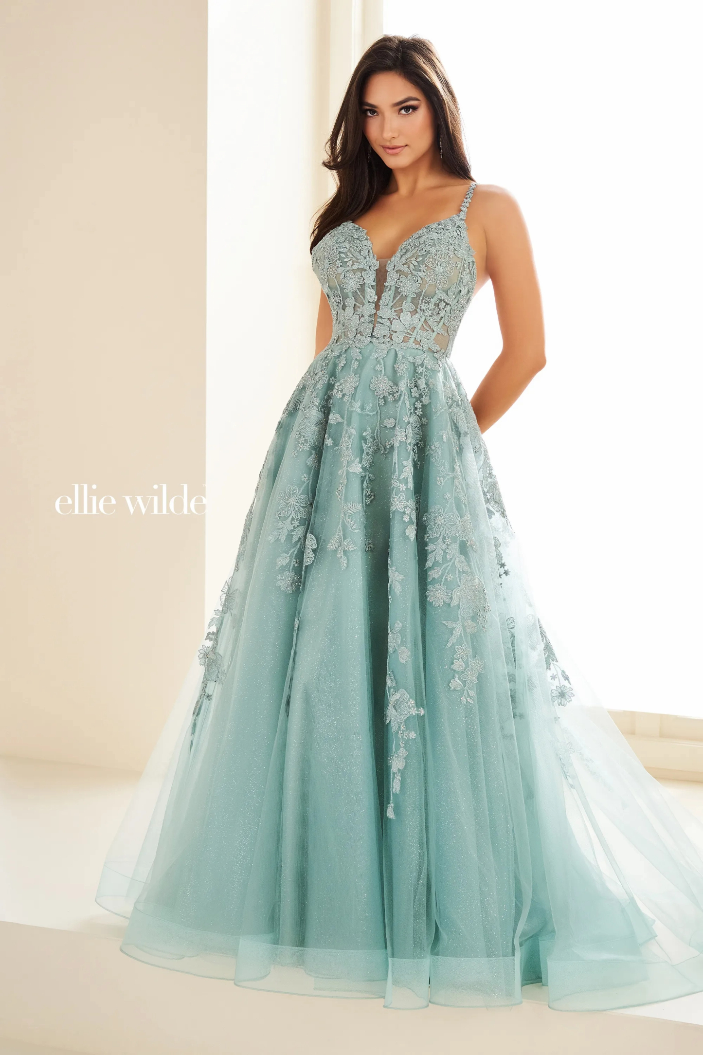 A-Line Sweetheart Sleeveless Lace Appliques Corset Bodice Prom Dress ﻿#EW36015