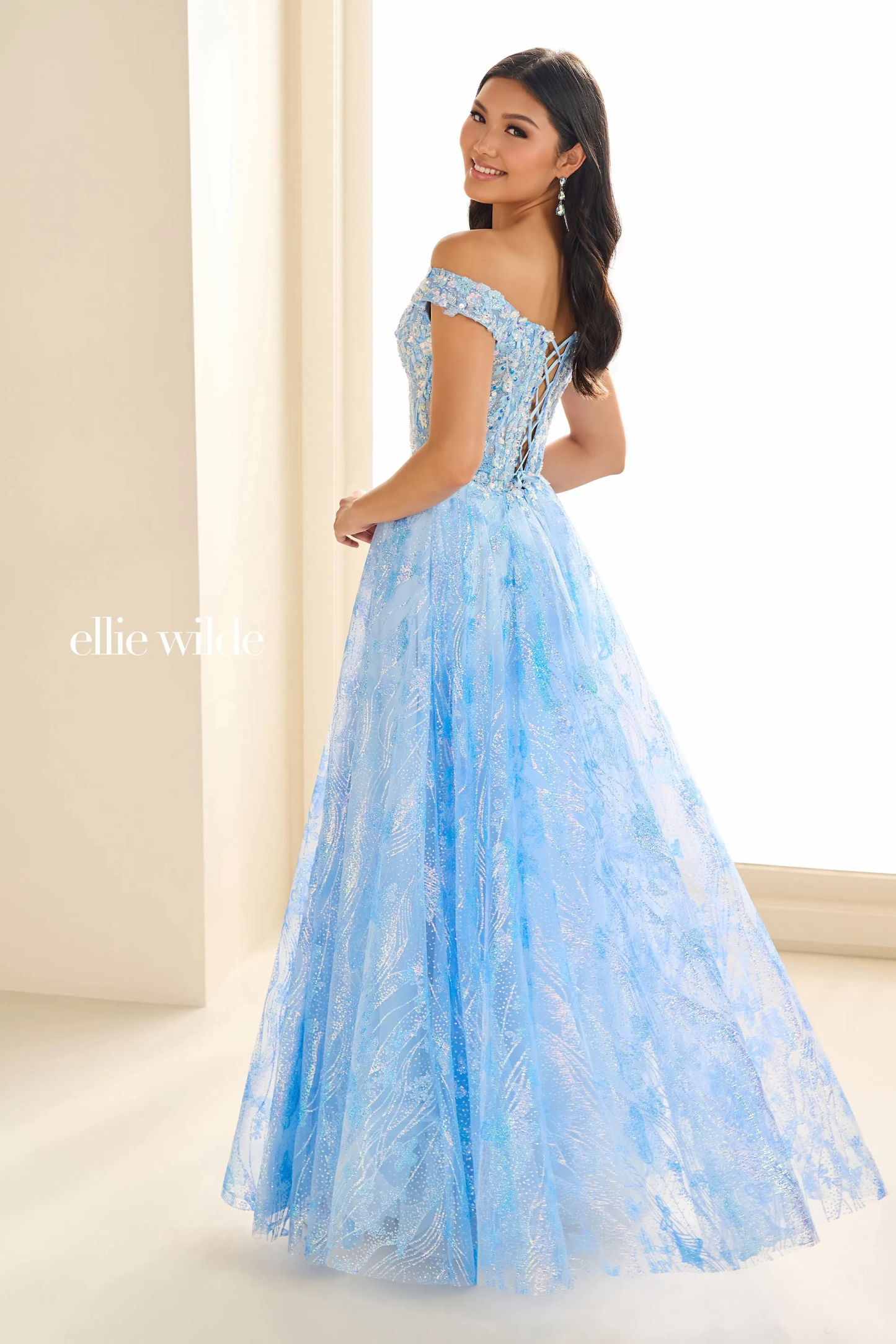 A-Line Sweetheart Lace Appliques Sequin Corset Bodice Slit Prom Dress #EW36039