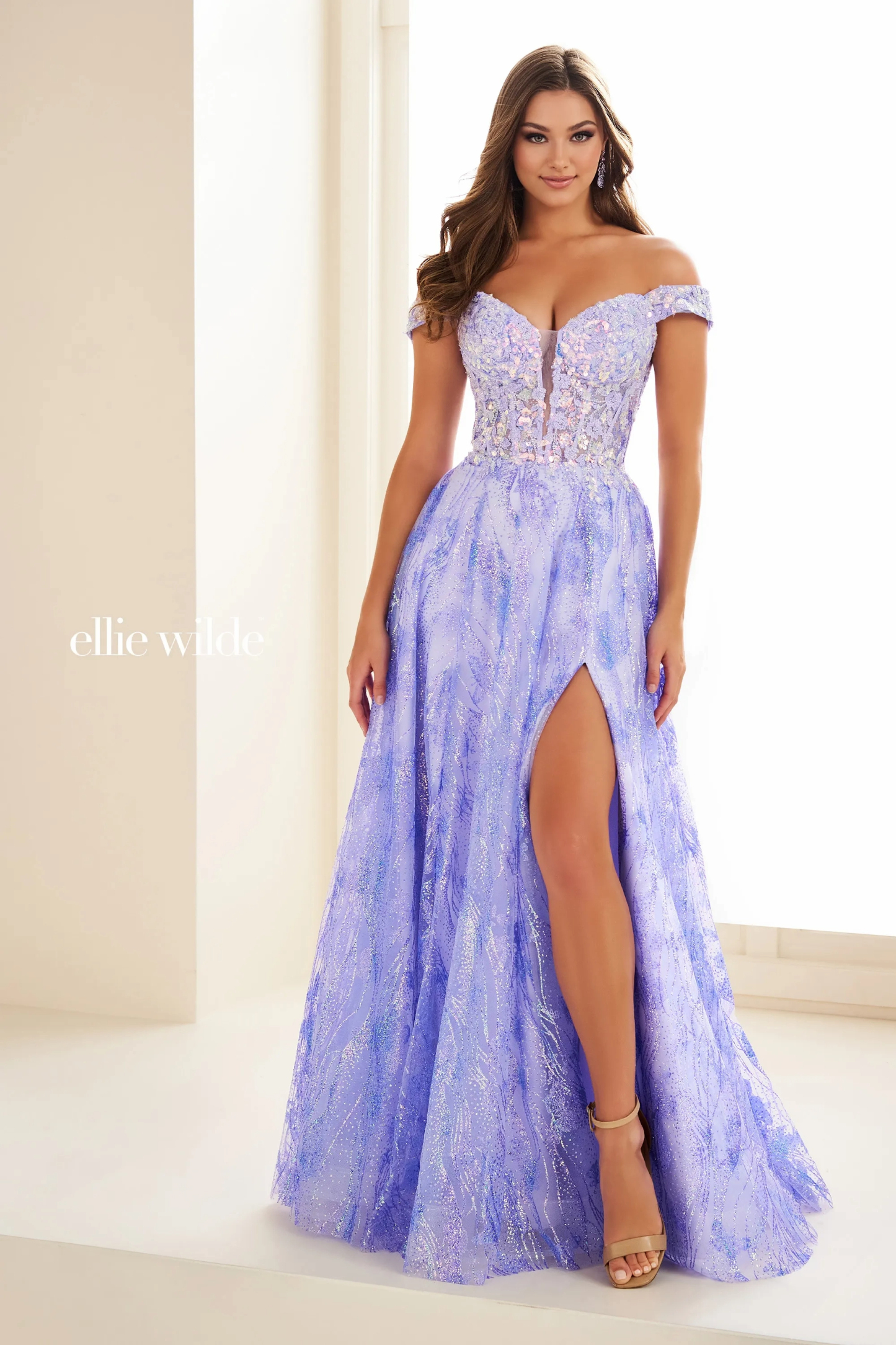 A-Line Sweetheart Lace Appliques Sequin Corset Bodice Slit Prom Dress #EW36039