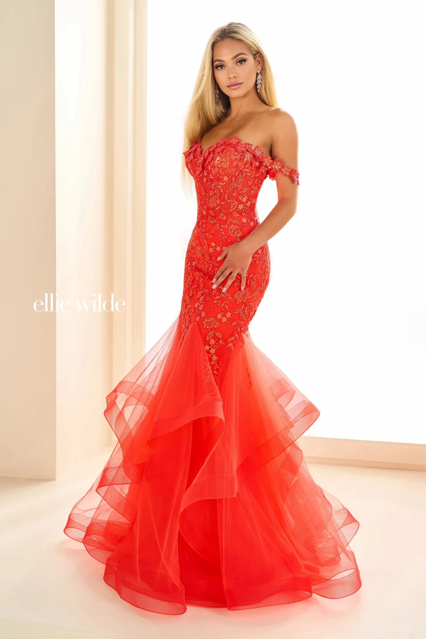 Mermaid Sweetheart Off-The-Shoulder Glitter Tulle Lace Appliques Prom