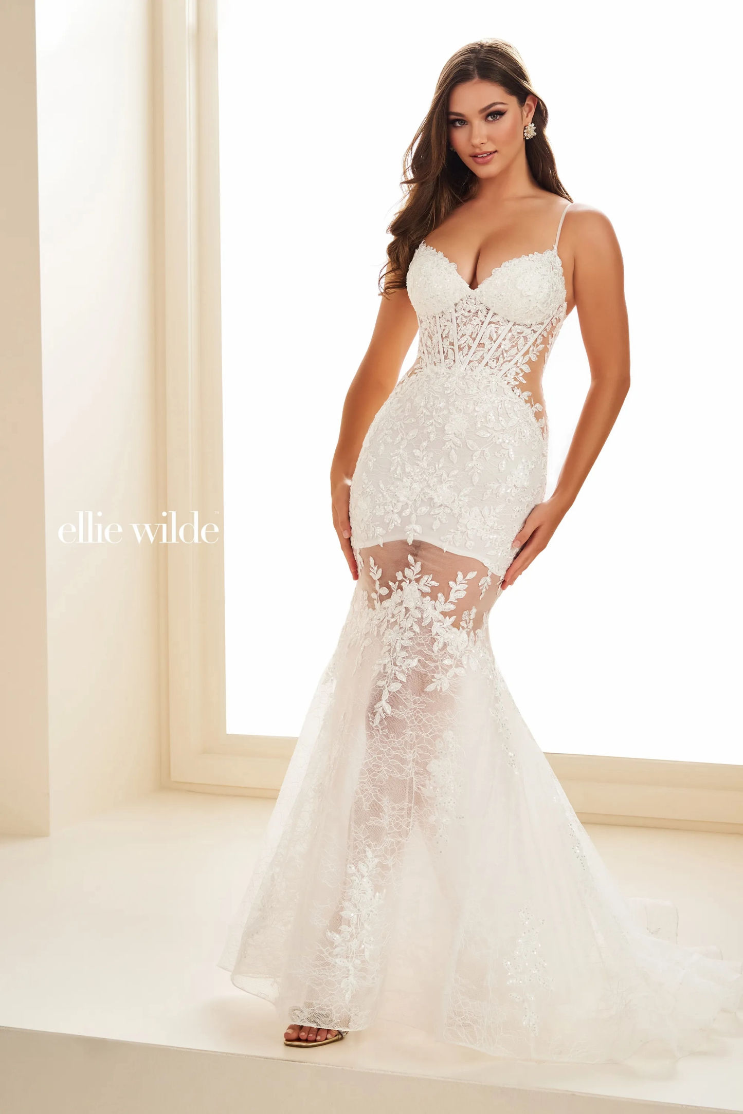 Mermaid Sweetheart Organza Lace Appliquese Corset Bodice Prom Dress #EW36050
