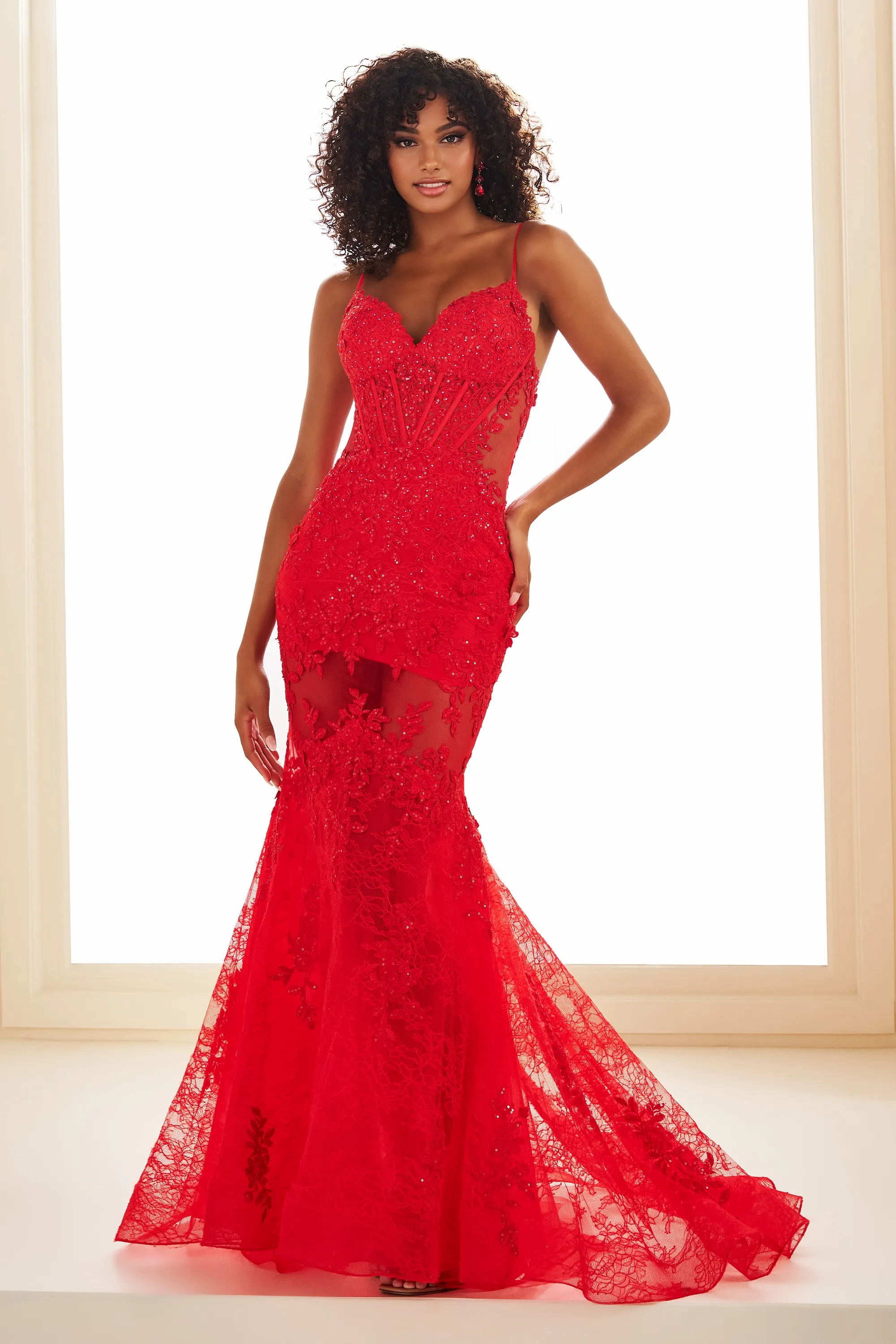 Mermaid Sweetheart Organza Lace Appliquese Corset Bodice Prom Dress #EW36050