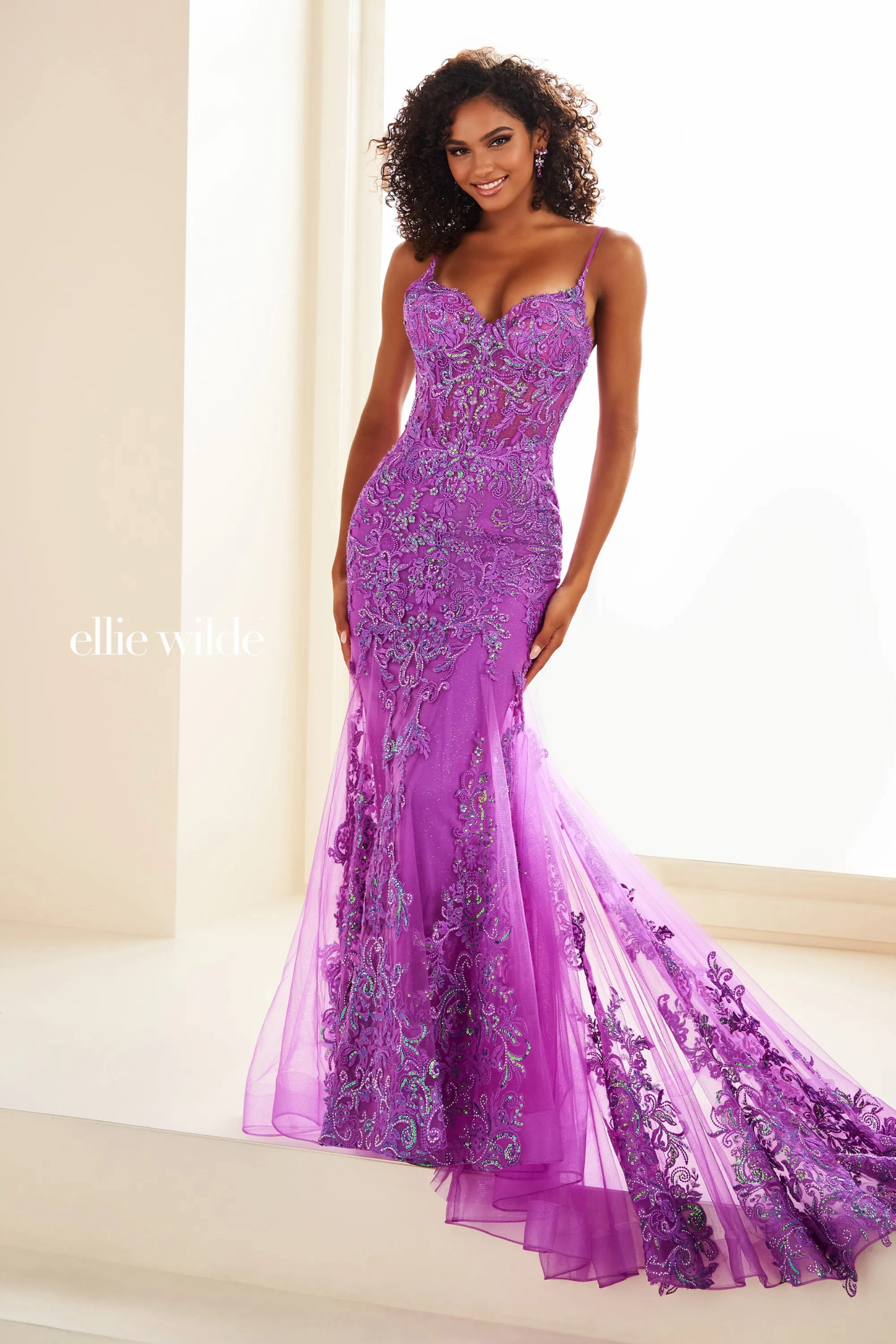 Mermaid Sweetheart Lace Appliques Corset Bodice Prom Dress # Ellie Wilde EW36069