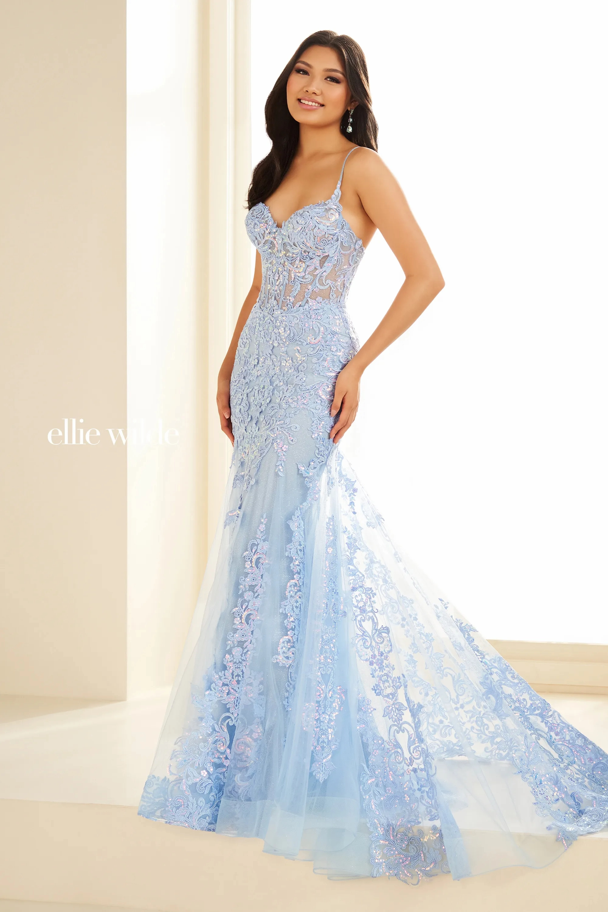 Mermaid Sweetheart Lace Appliques Corset Bodice Prom Dress # Ellie Wilde EW36069