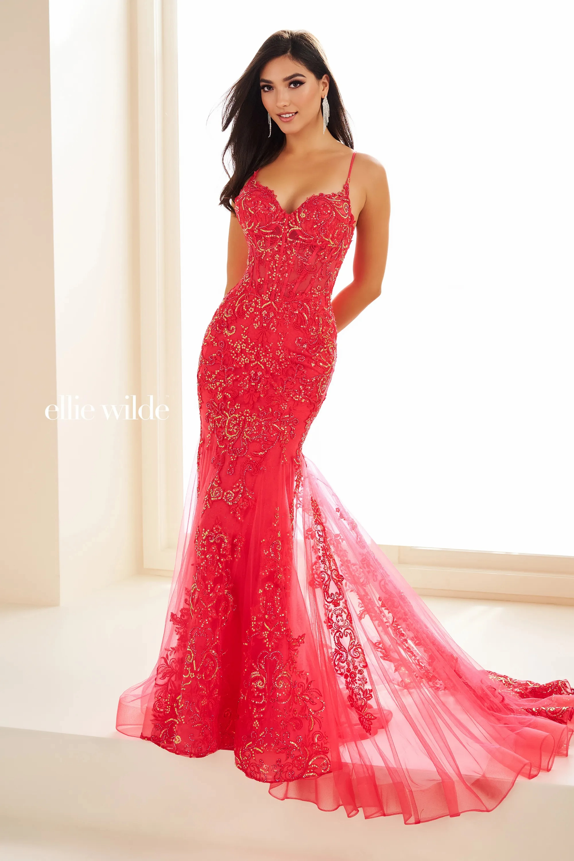 Mermaid Sweetheart Lace Appliques Corset Bodice Prom Dress # Ellie Wilde EW36069