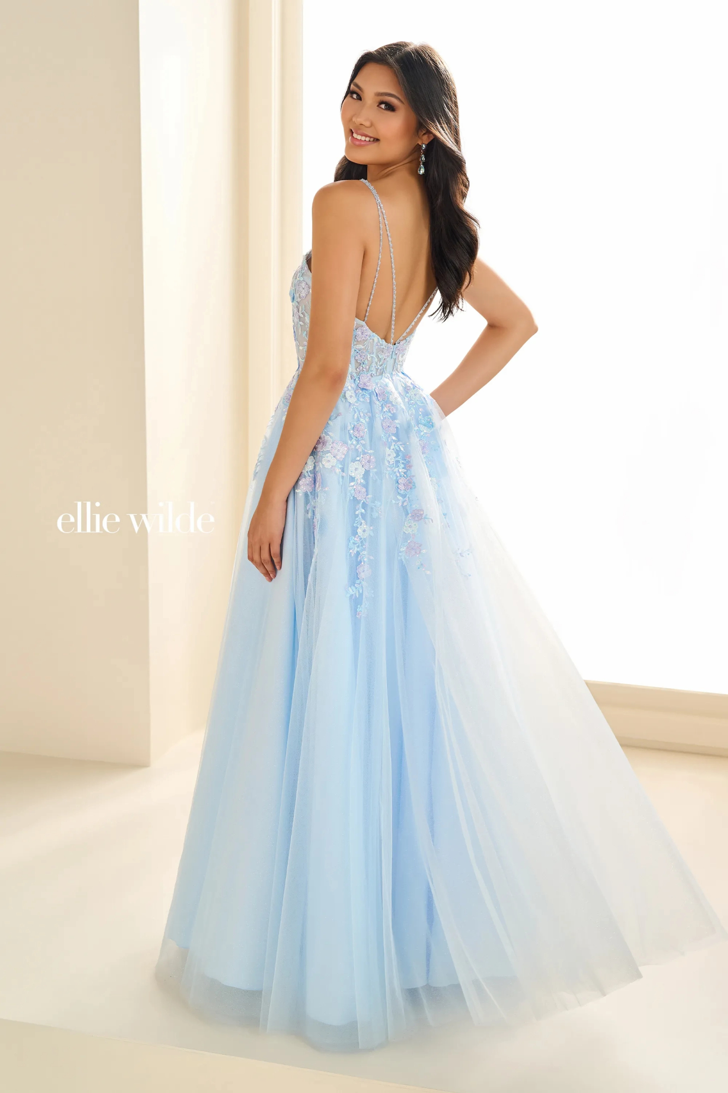 A-Line Sweetheart Spaghetti Straps Lace Appliques Prom Dress With Pockets # Ellie Wilde EW36079