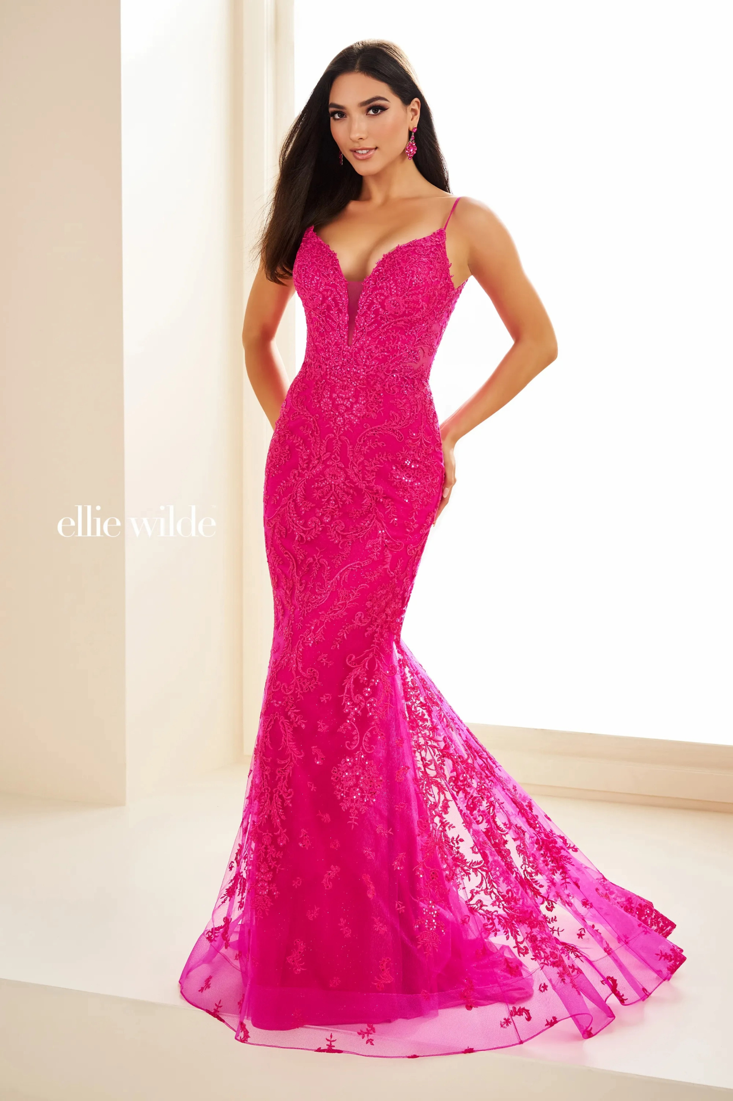Mermaid Sweetheart Spaghetti Straps Embroidered Tulle Corset Bodice Prom Dress #Ellie Wilde 36096
