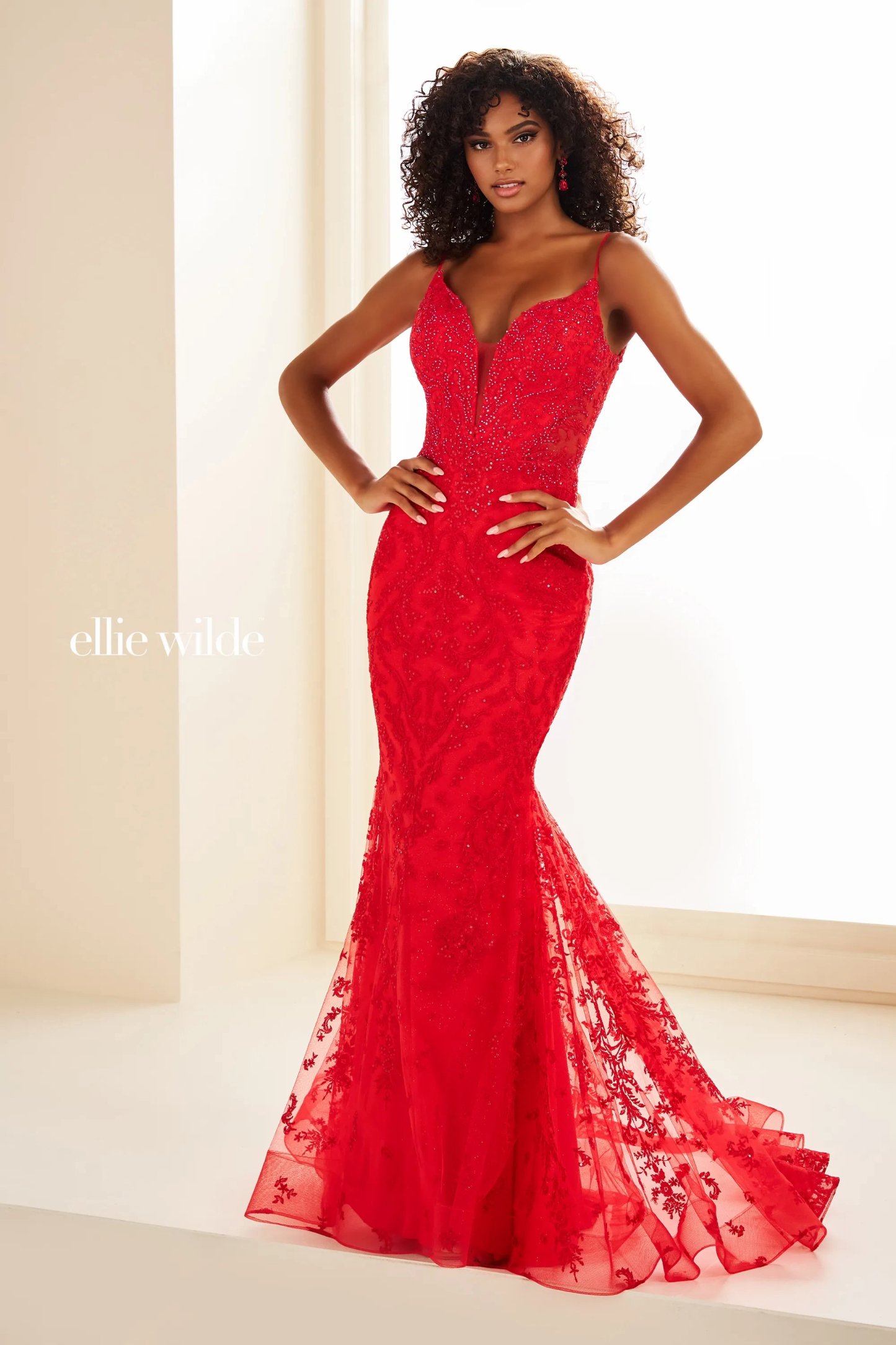 Mermaid Sweetheart Spaghetti Straps Embroidered Tulle Corset Bodice Prom Dress #Ellie Wilde 36096