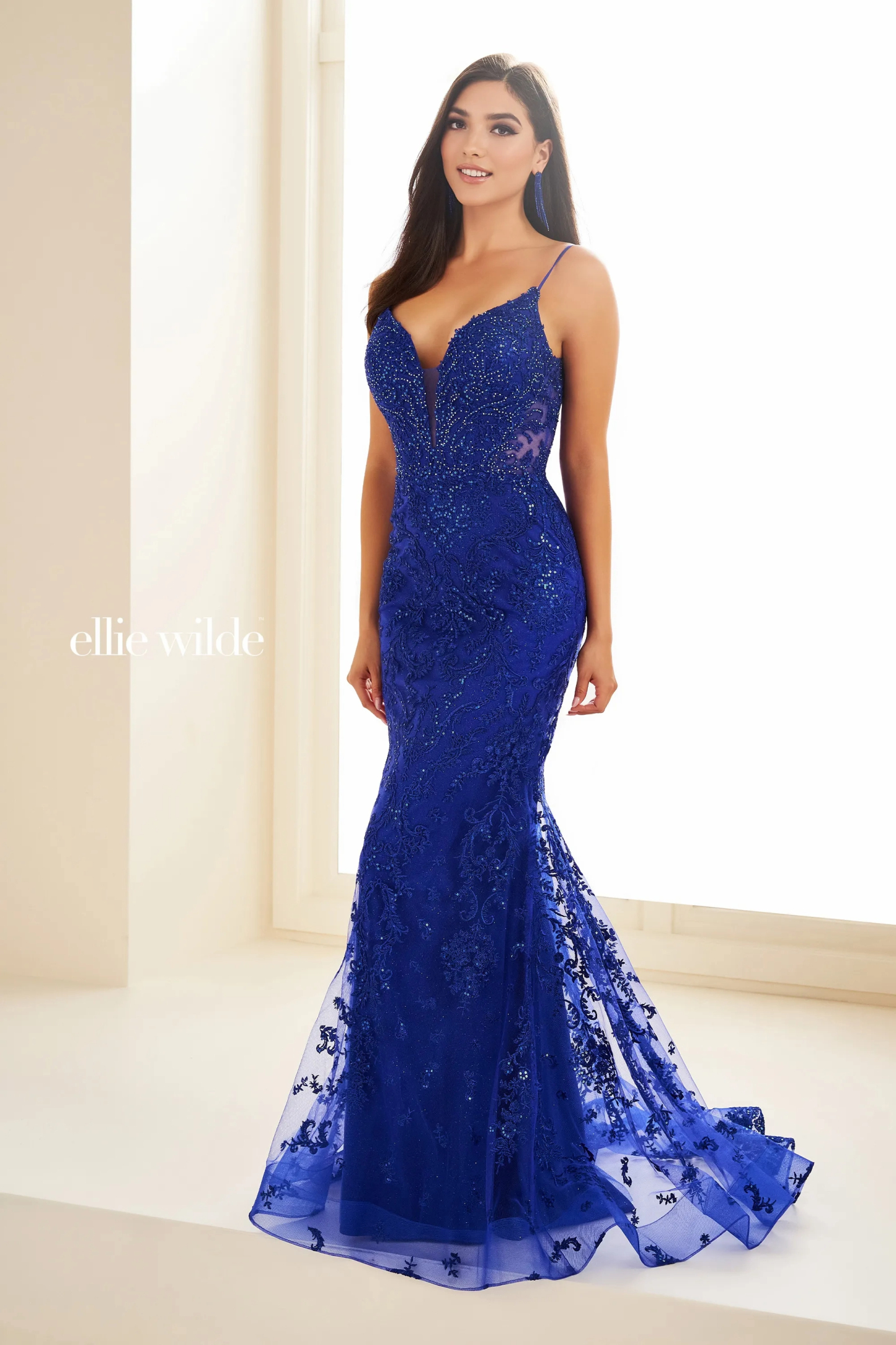 Mermaid Sweetheart Spaghetti Straps Embroidered Tulle Corset Bodice Prom Dress #Ellie Wilde 36096