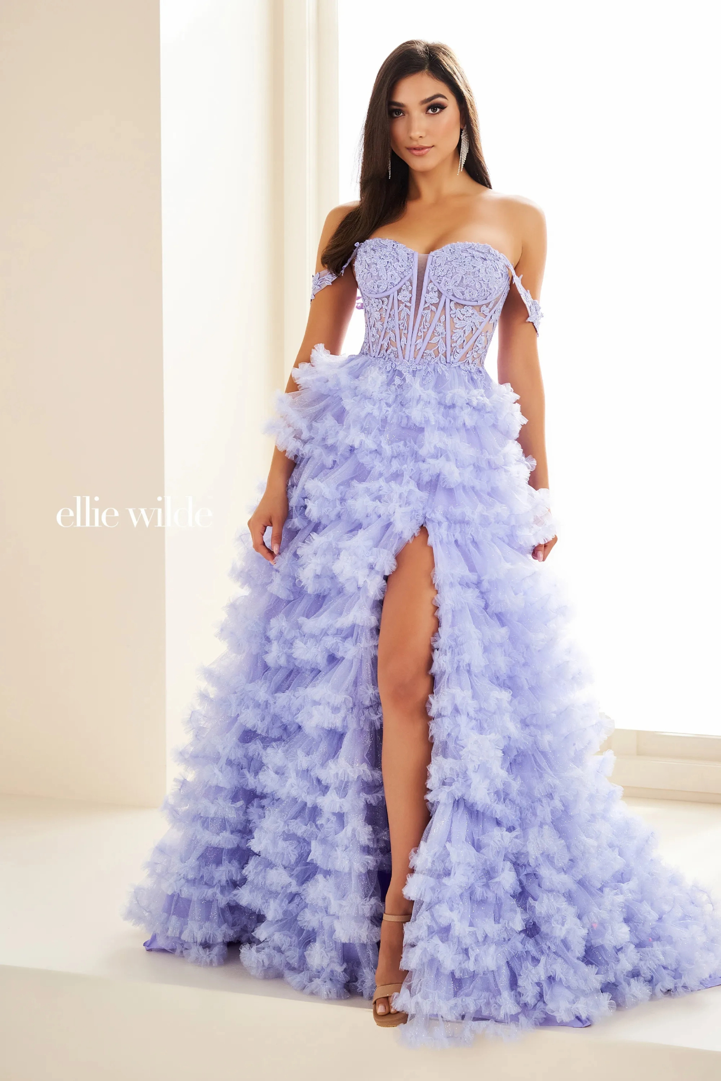   Ball Gown Off-The-Shoulder Sweetheart Lace Appliques Slit Prom Dress #Ellie Wilde 36201