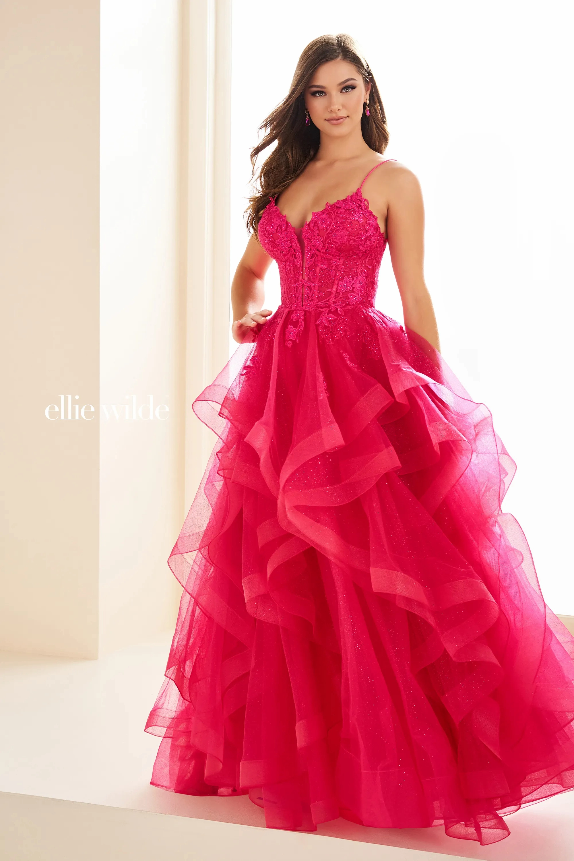 Ball Gown Sweetheart Lace Appliques Lace-Up Back Prom Dress #Ellie Wil