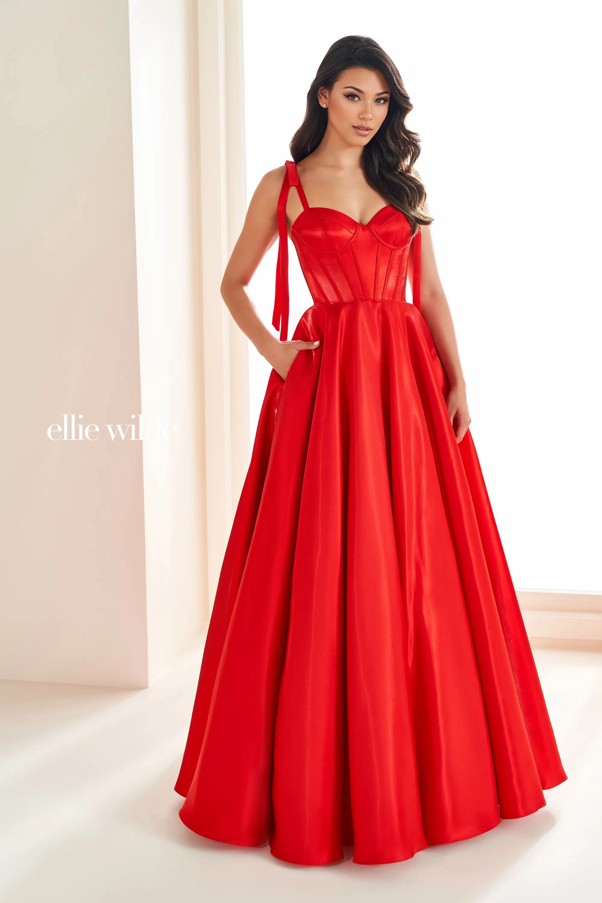 Ball Gown Sweetheart Satin Lace-Up Back Prom Dress With Pockets #Ellie Wilde 36210