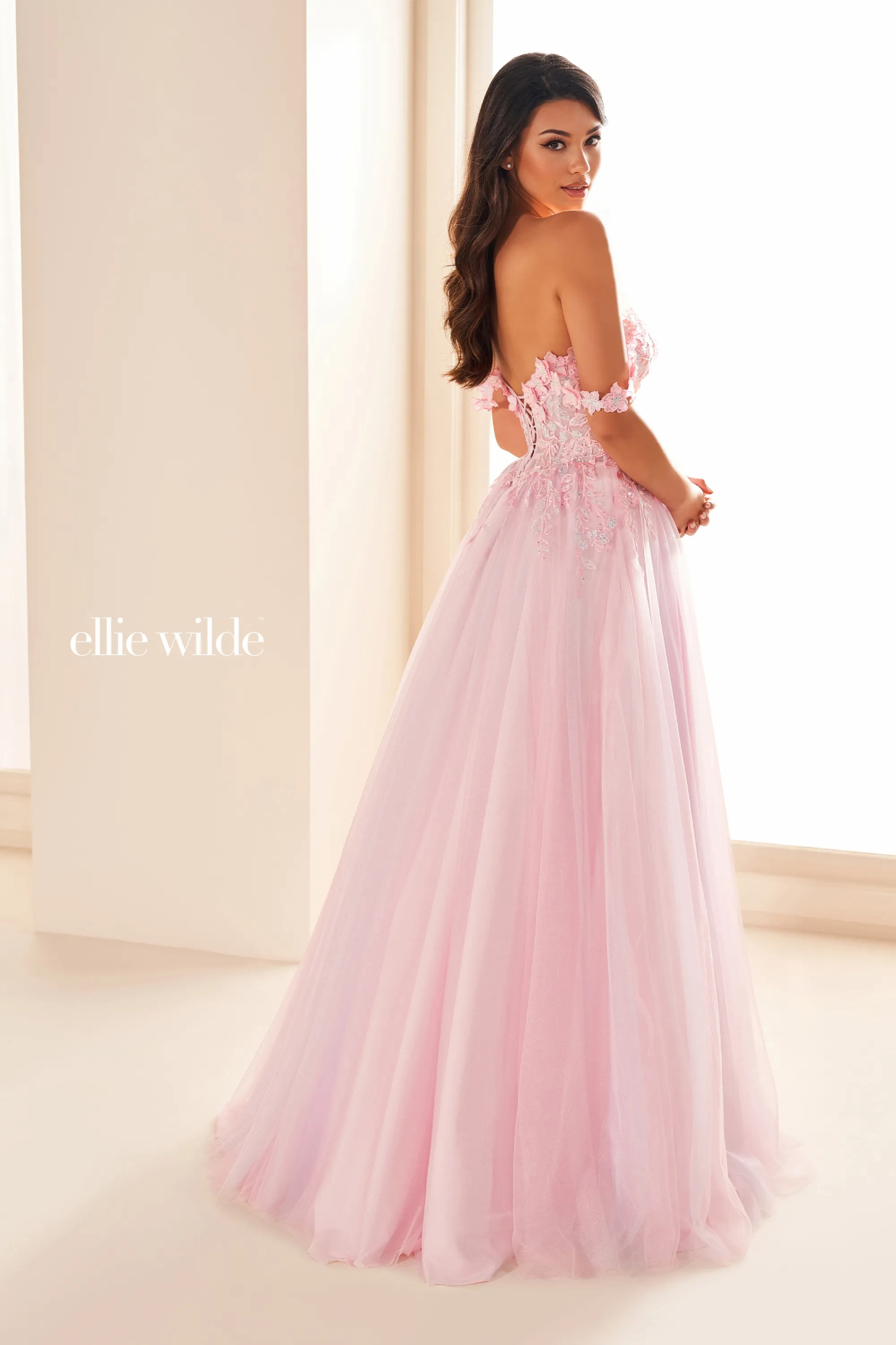 A-Line Sweetheart Off-The-Shoulder Tulle 3D Flowers Prom Dress #Ellie Wilde 36214