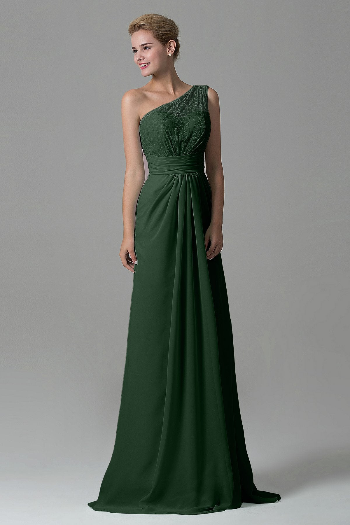Sheath Sweep Train Lace/Chiffon Bridesmaid Dress COZK16004