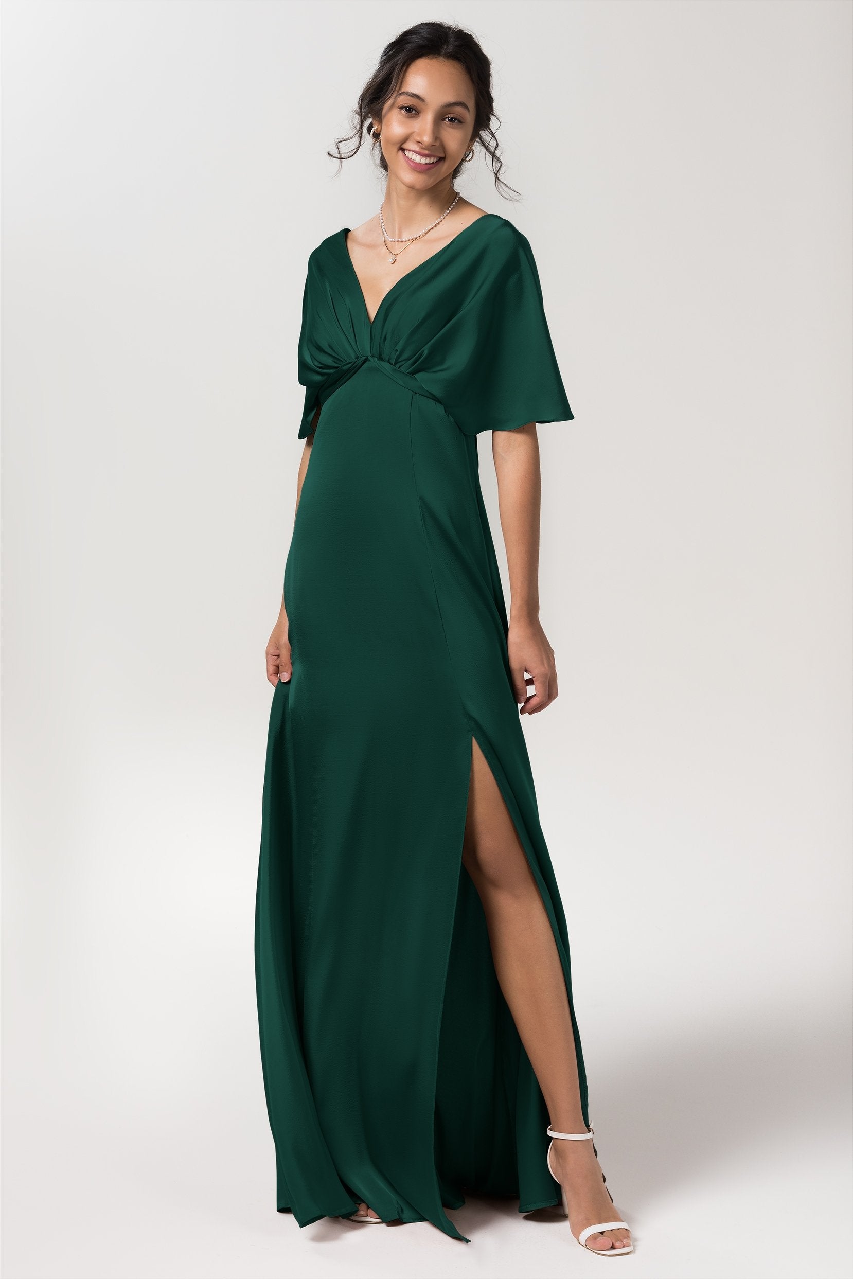 Sheath Floor Length Luxe Satin Bridesmaid Dress Formal Dresses CB0584