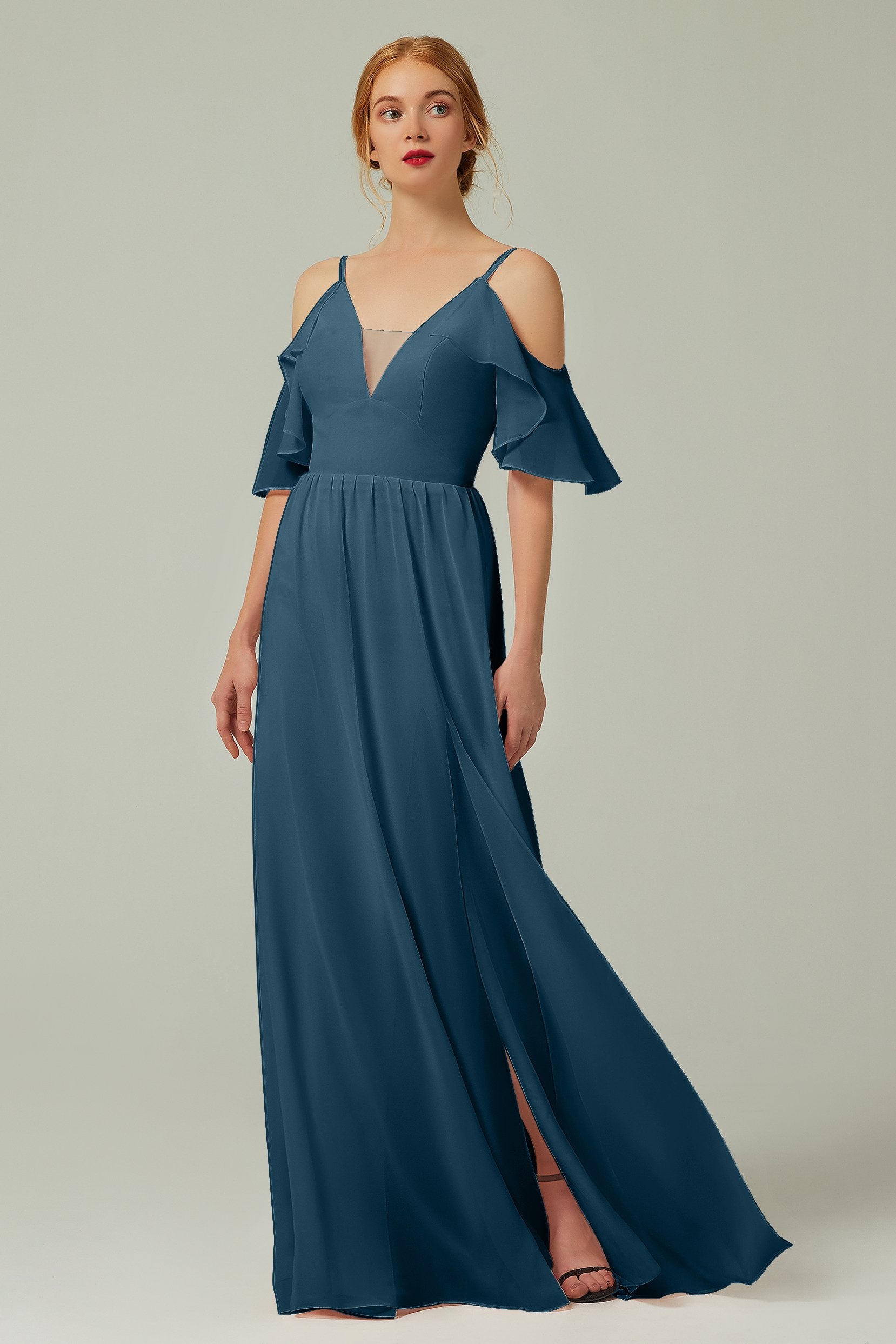 A-Line Floor Length Chiffon Bridesmaid Dress CB0236