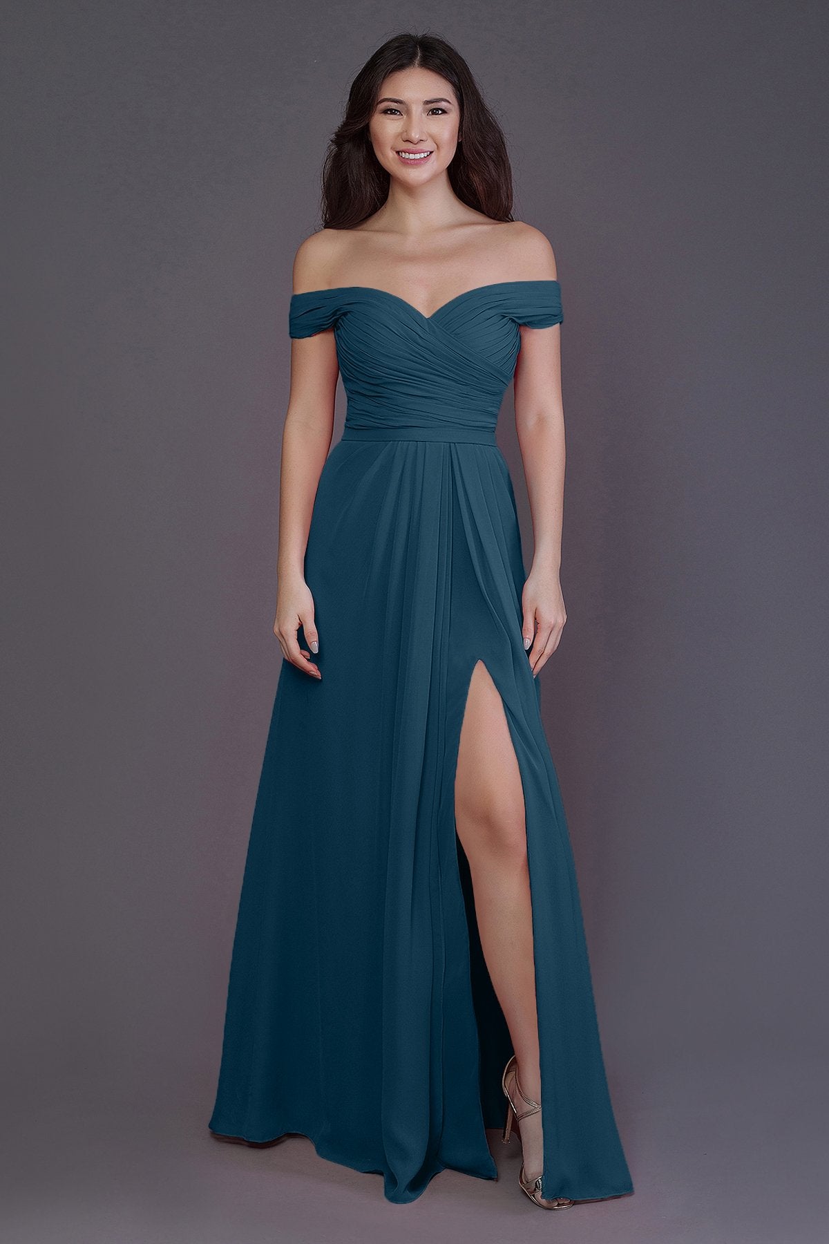 Sheath-Column Floor Length Chiffon Bridesmaid Dress PR3536