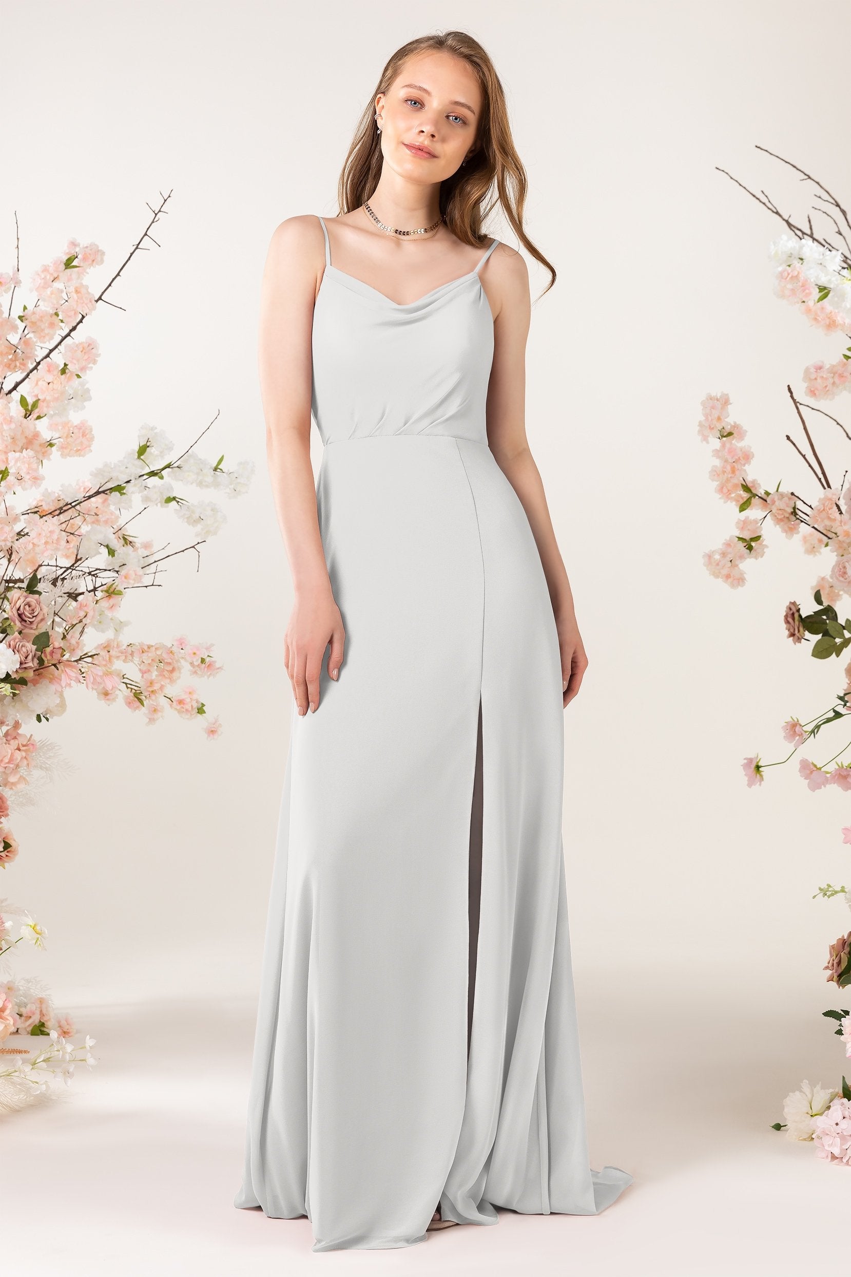 Sheath Sweep-Brush Train Chiffon Bridesmaid Dress CB0457
