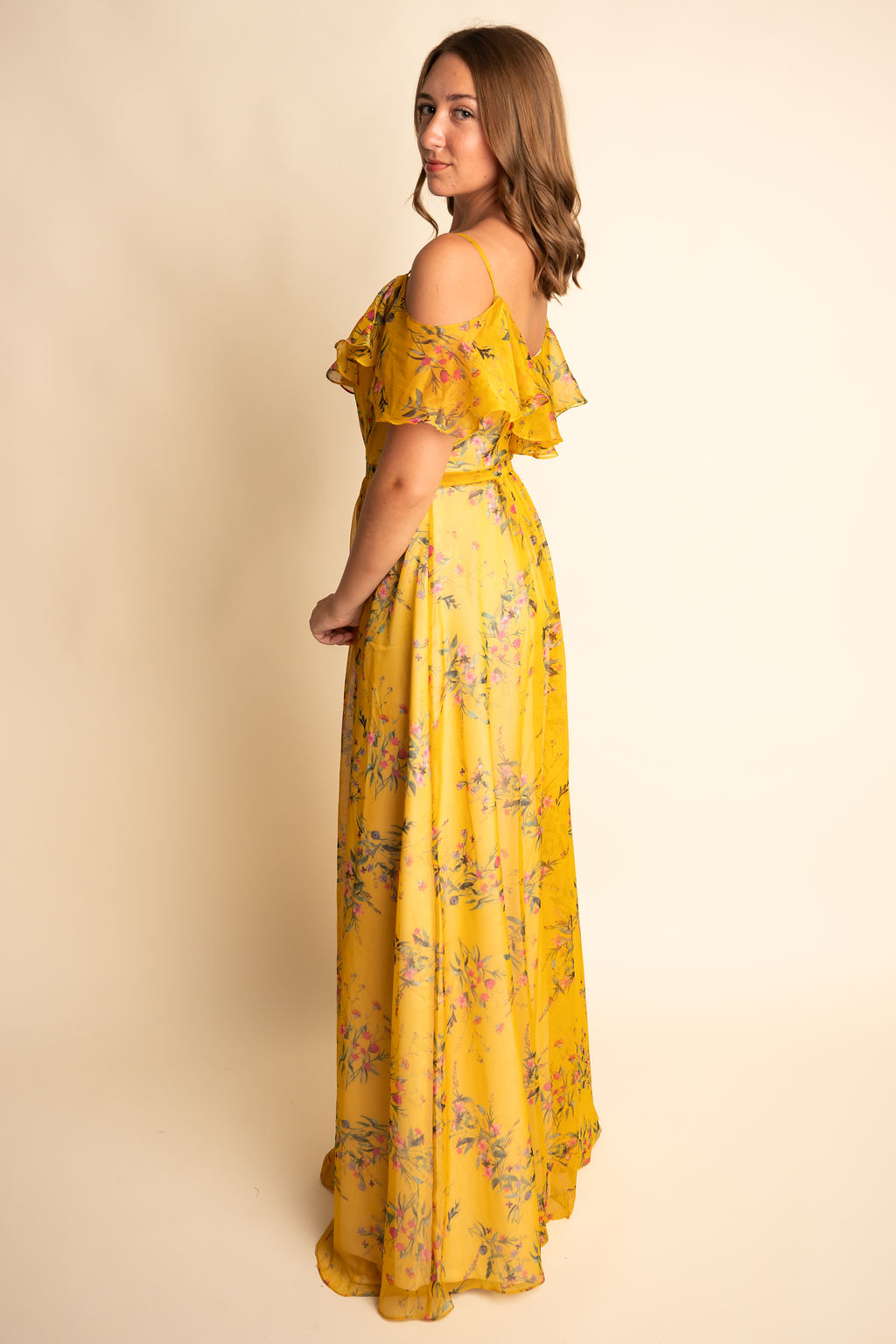 A-Line Chiffon Spaghetti Straps Floor-Length Pleated Bridesmaid Dress #RJBM047