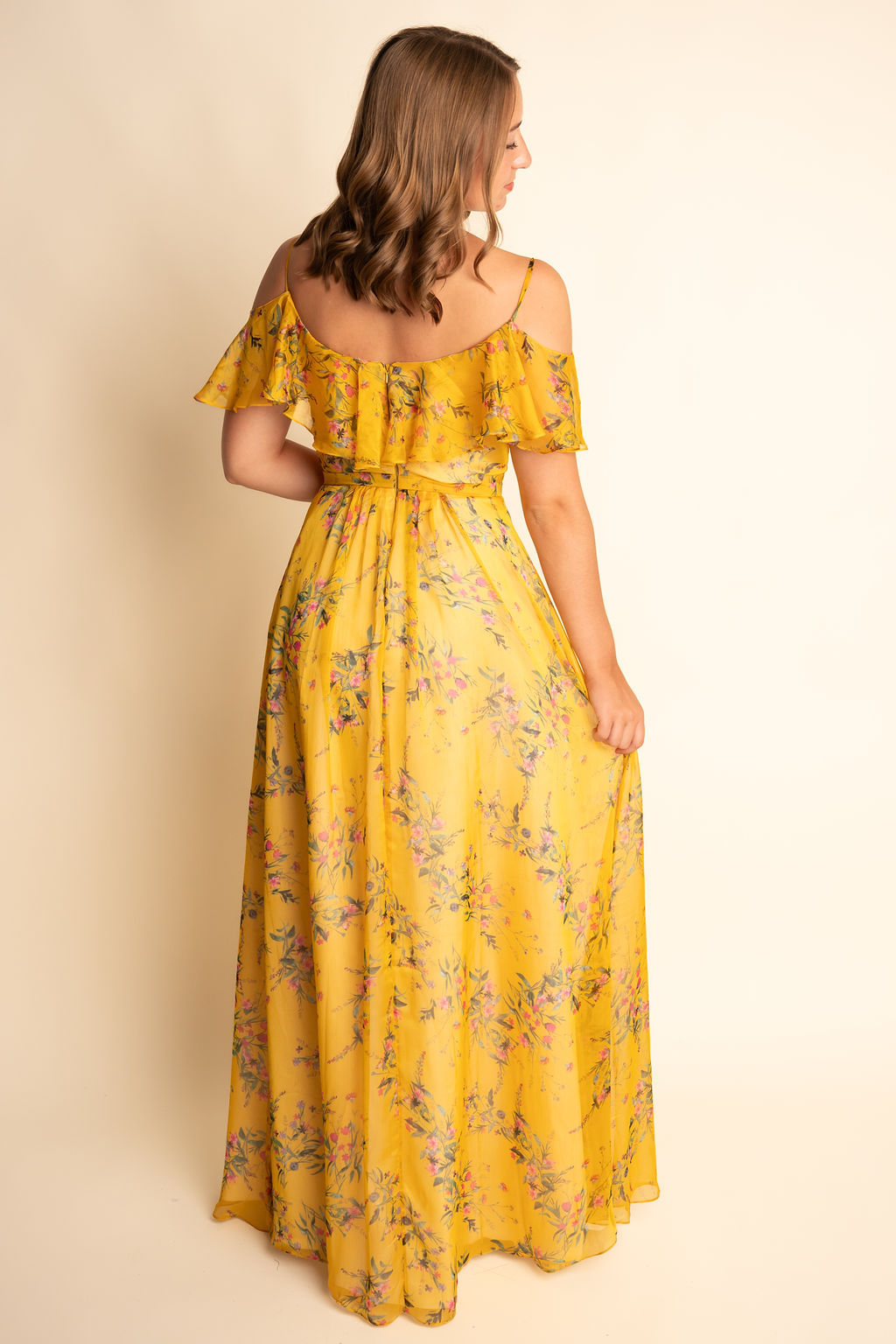 A-Line Chiffon Spaghetti Straps Floor-Length Pleated Bridesmaid Dress #RJBM047