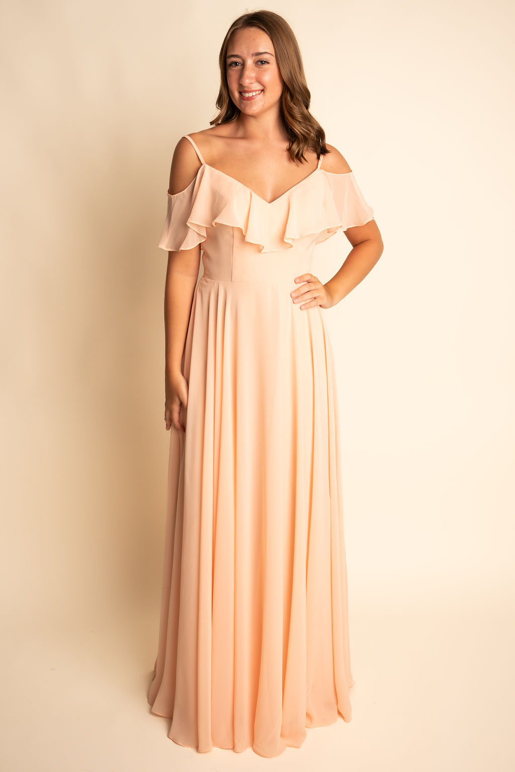 Modern A-Line Spaghetti Straps Butterfly Sleeve Bridesmaid Dress