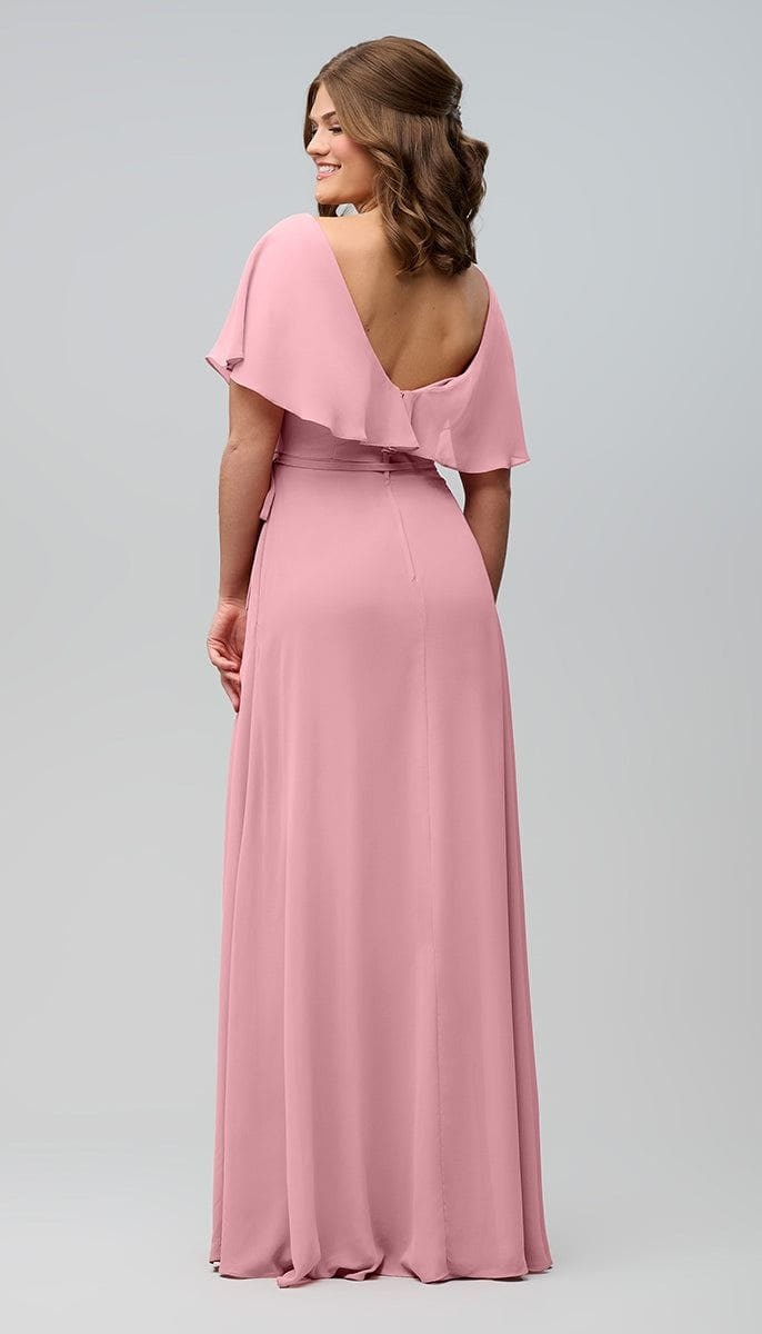 Stunning Boho V-Neck Ruffled Flutter Sleeves Chiffon Bridesmaid Dress