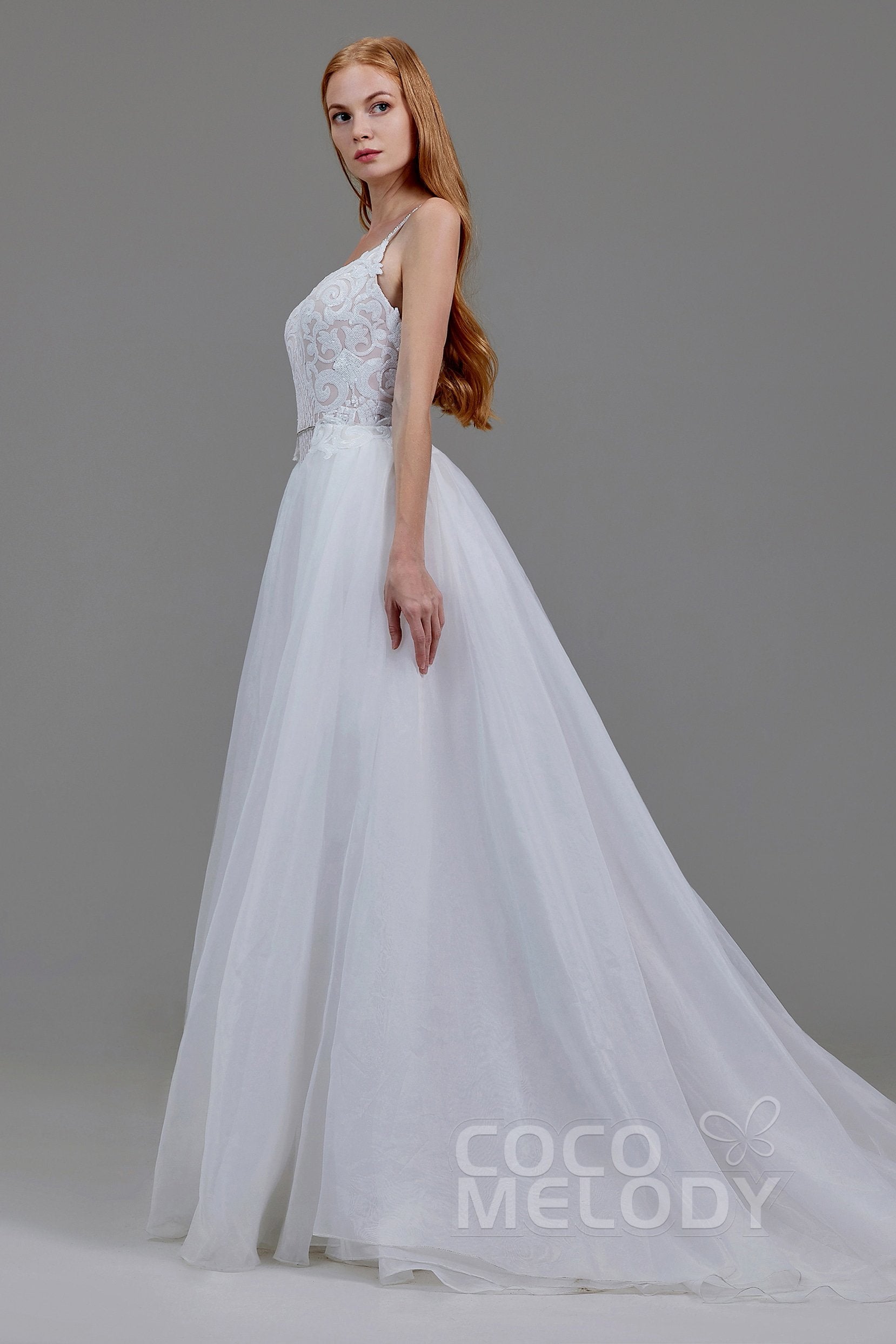 Mermaid Court Train Sequined Lace Wedding Dress