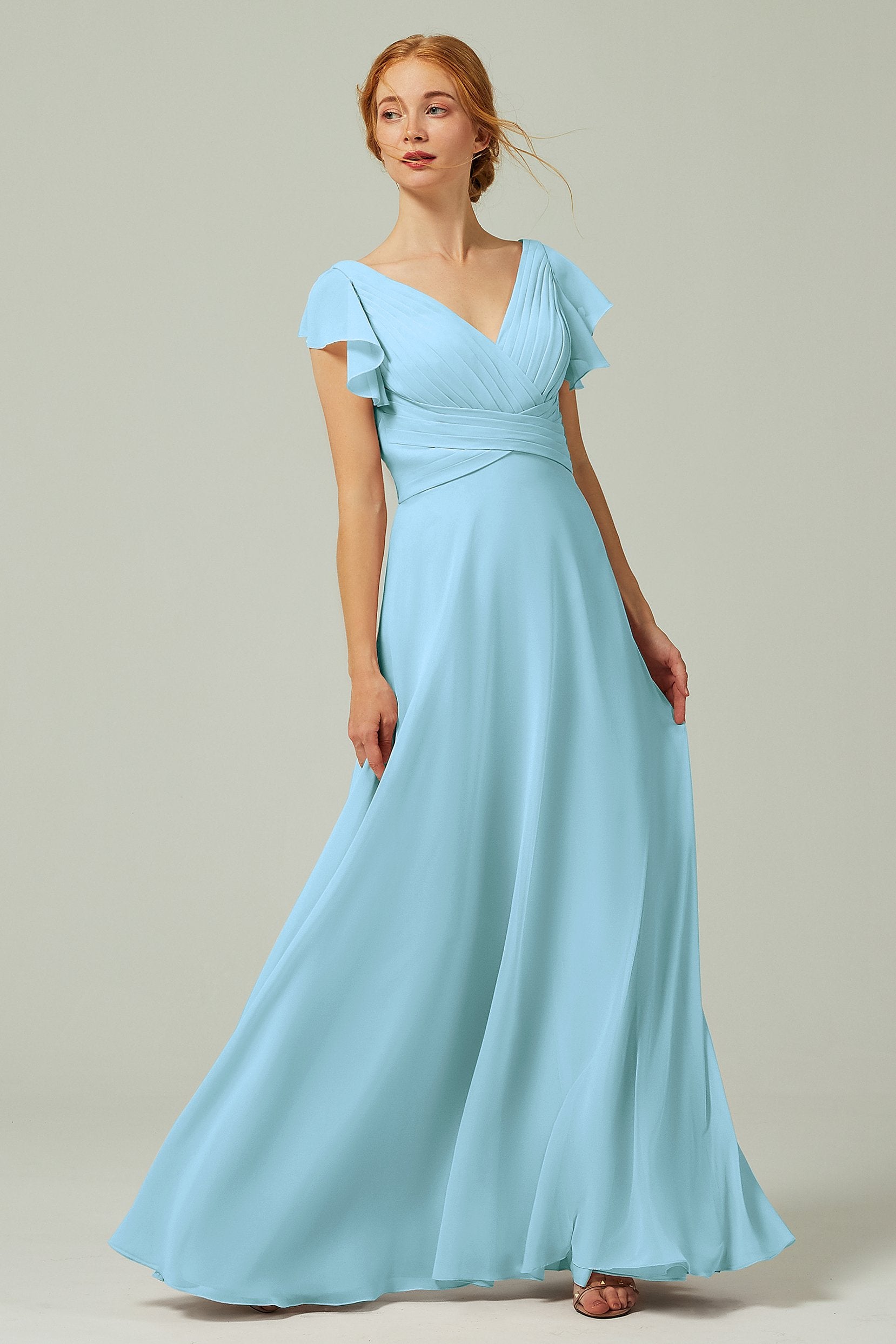 A-Line Floor Length Chiffon Bridesmaid Dress CB0302