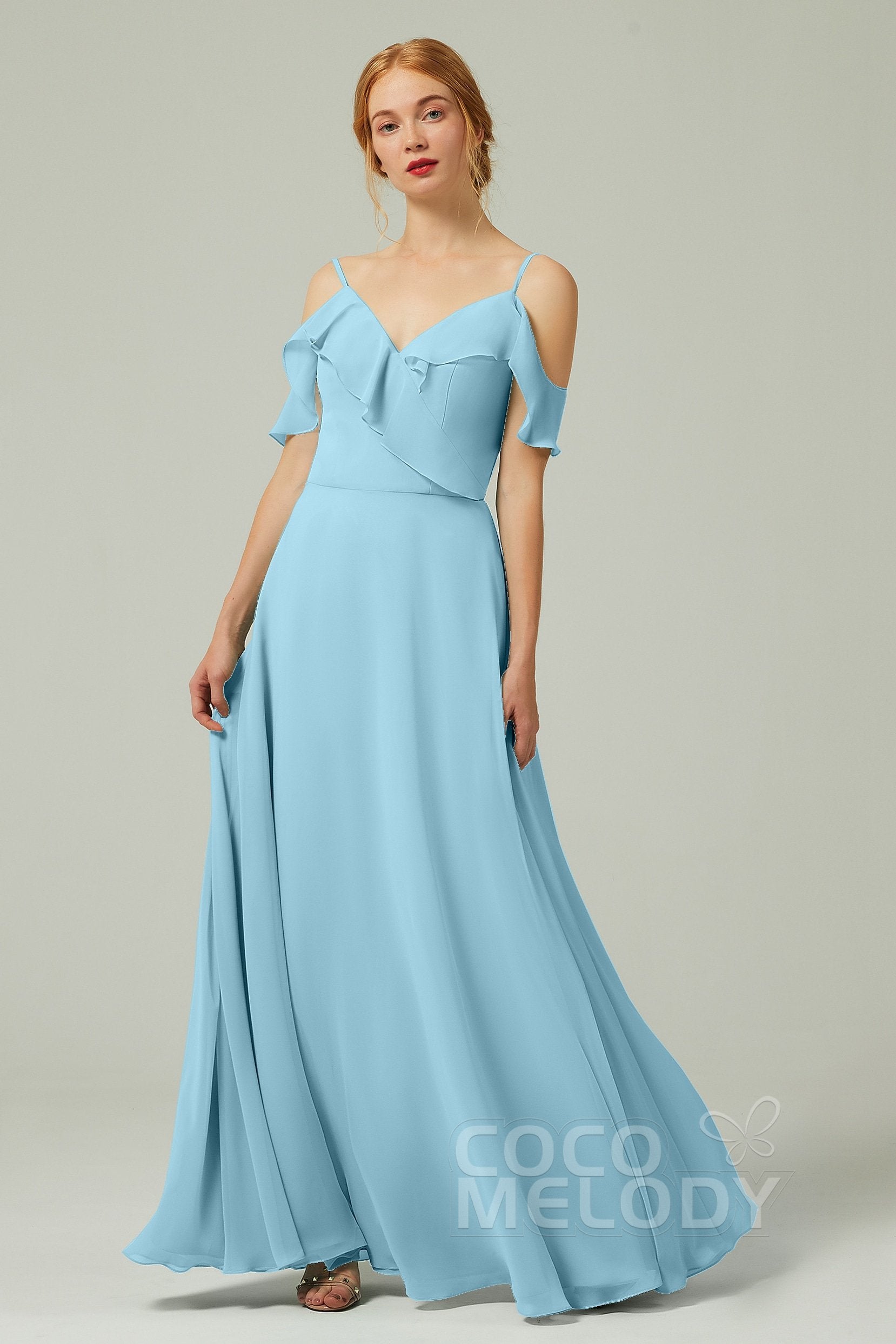 A-Line Floor Length Chiffon Bridesmaid Dress CB0326