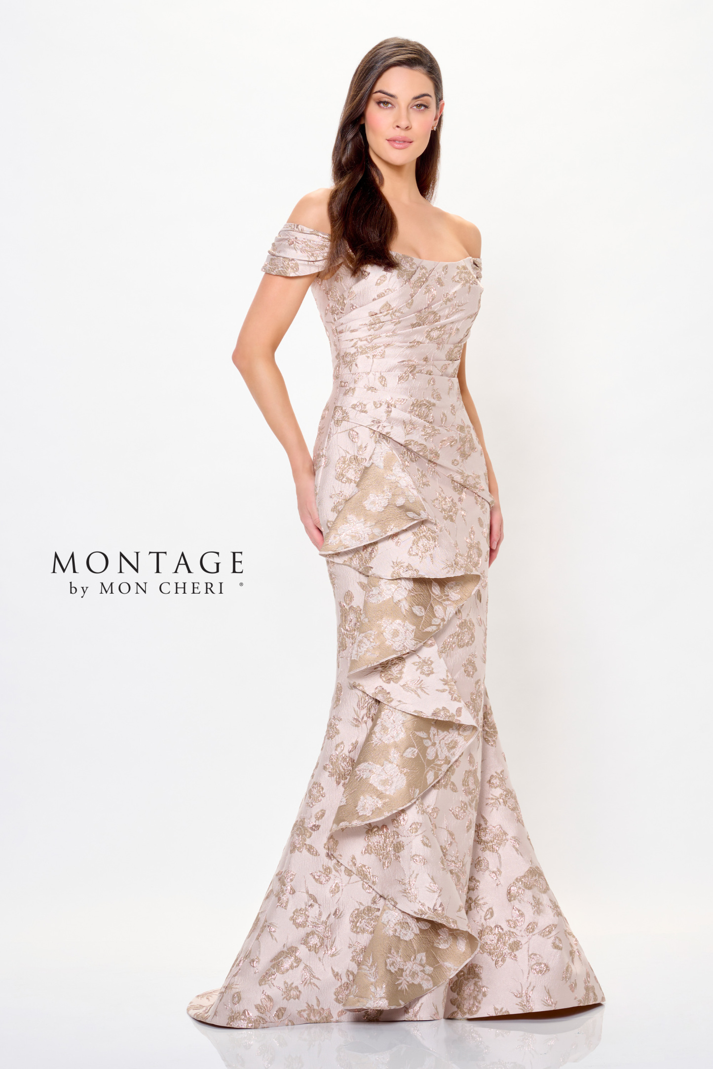 Elegant Mermaid Curved Brocade Mother of the Bride Dress #M905