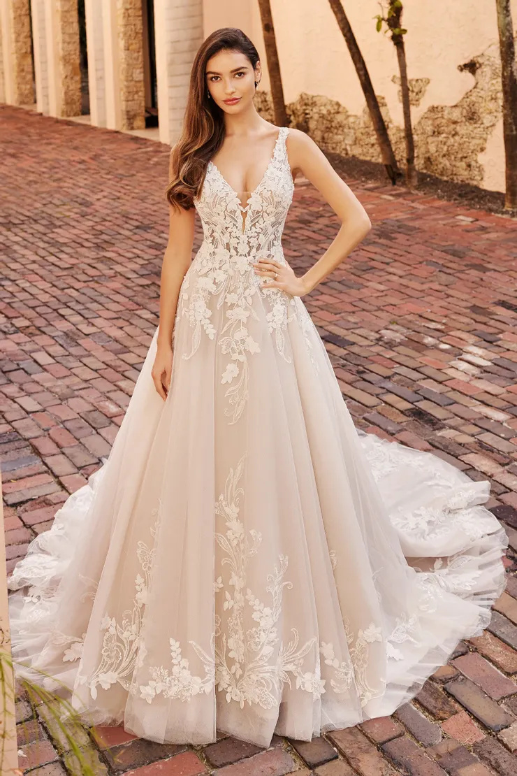 MARTIN THORNBURG MT3210 Elegance A-Line V-Neck Glitter Tulle Wedding Dress