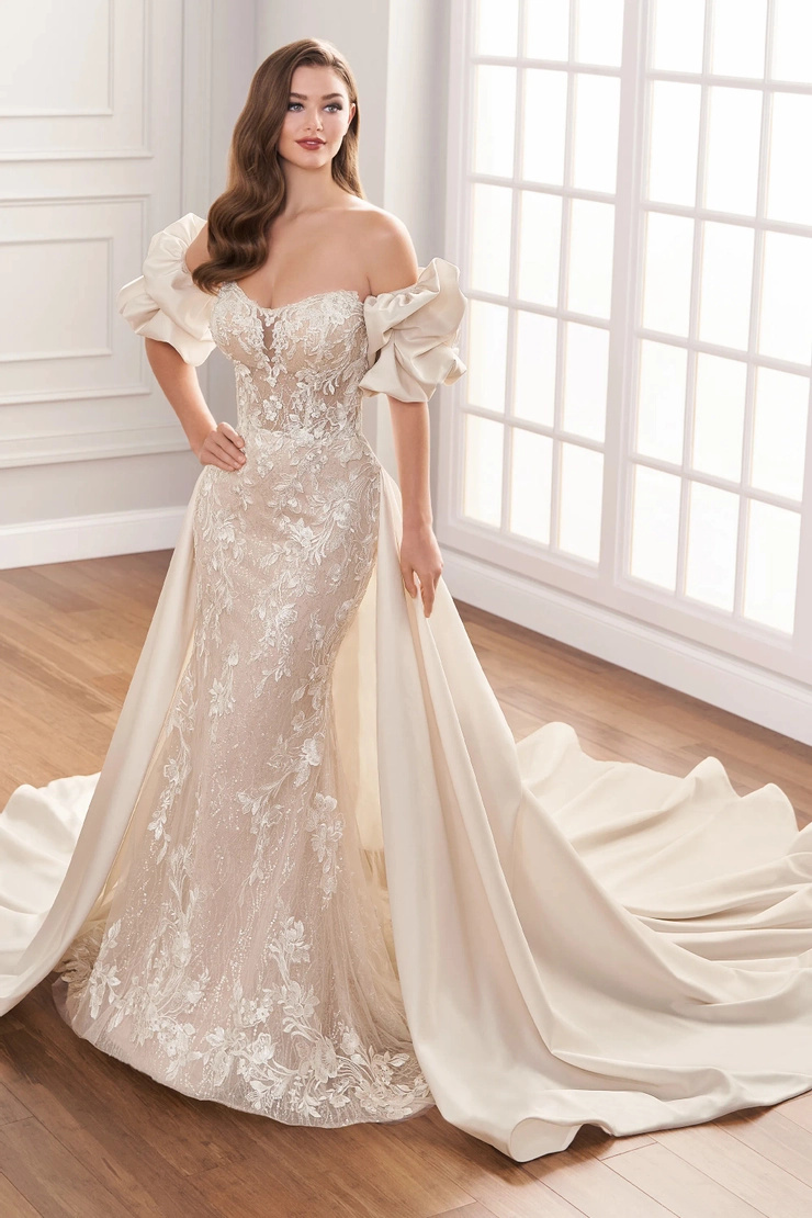 MARTIN THORNBURG MTL416 Fit and Flare Sweetheart Puff Sleeve Wedding Dress