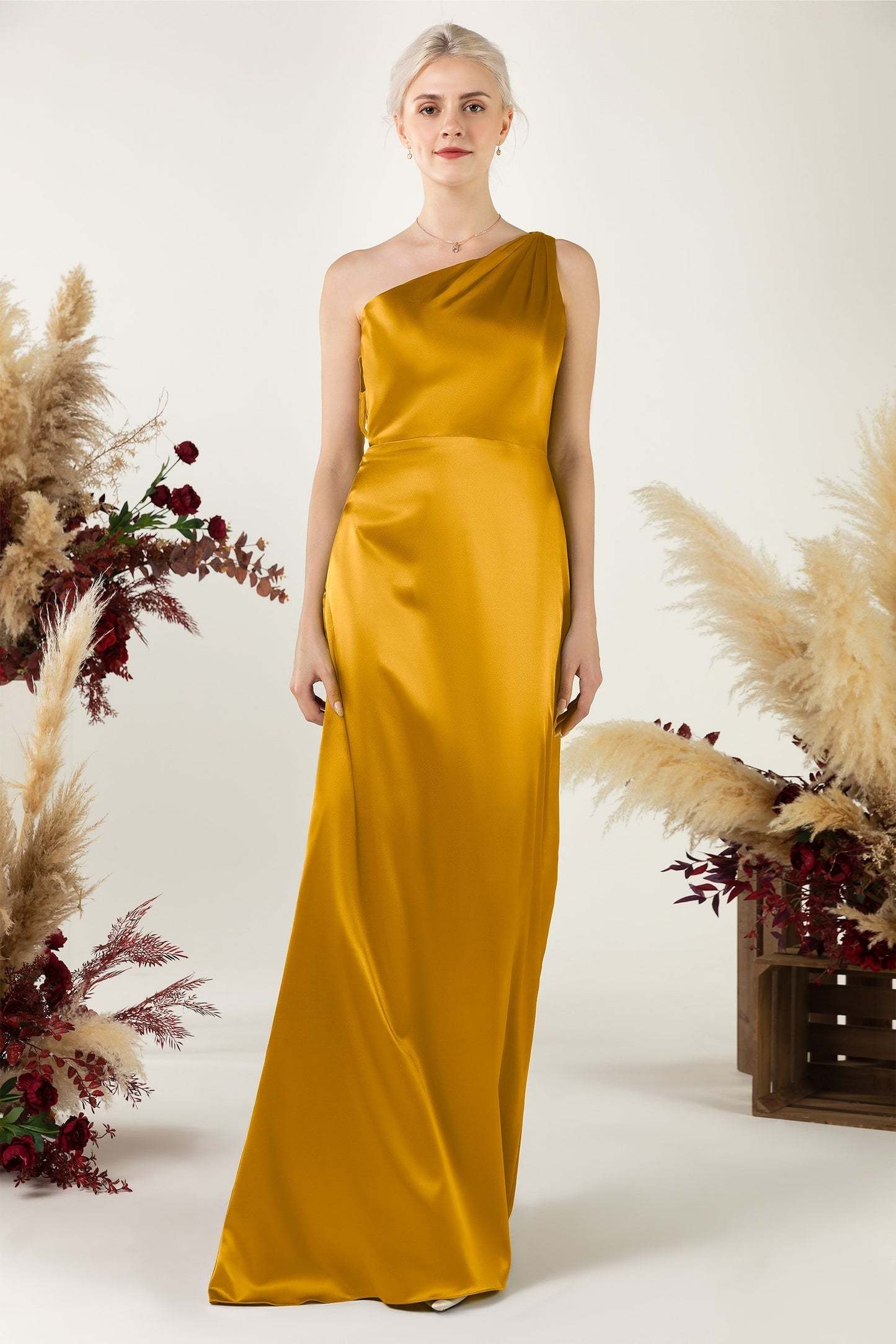Sheath Sweep Acetate Satin Bridesmaid Dress Formal Dresses CB0503