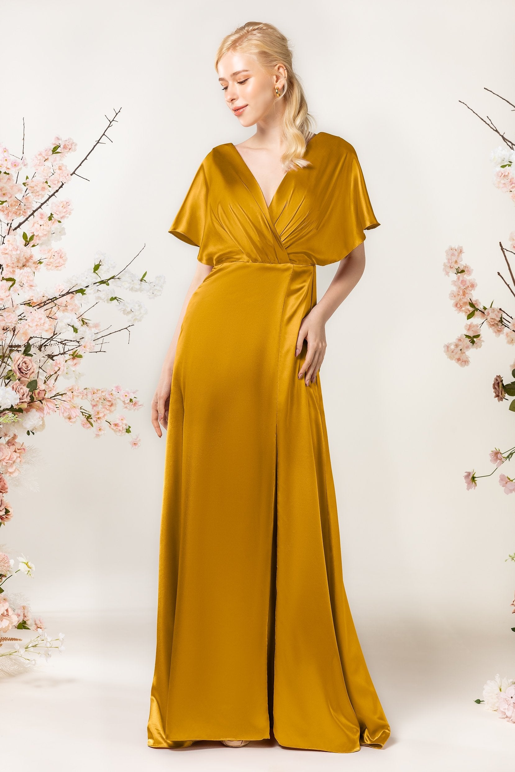 Sheath Sweep Acetate Satin Bridesmaid Dress Formal Dresses CB0505