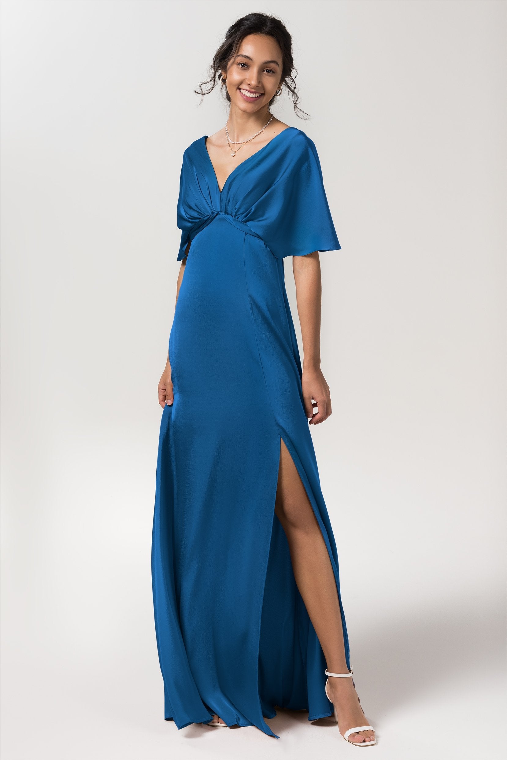 Sheath Floor Length Luxe Satin Bridesmaid Dress Formal Dresses CB0584