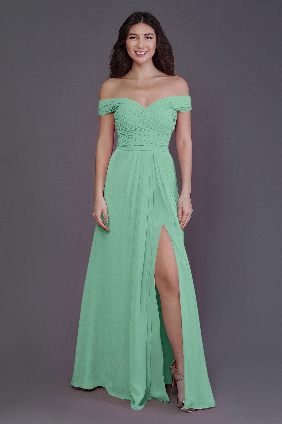 Sheath-Column Floor Length Chiffon Bridesmaid Dress PR3536